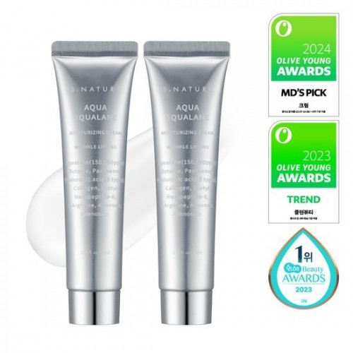 (現貨) S.NATURE Aqua Squalane Moisturizing Cream角鯊烷保濕面霜60ml+60ml | Olive Young優惠套裝