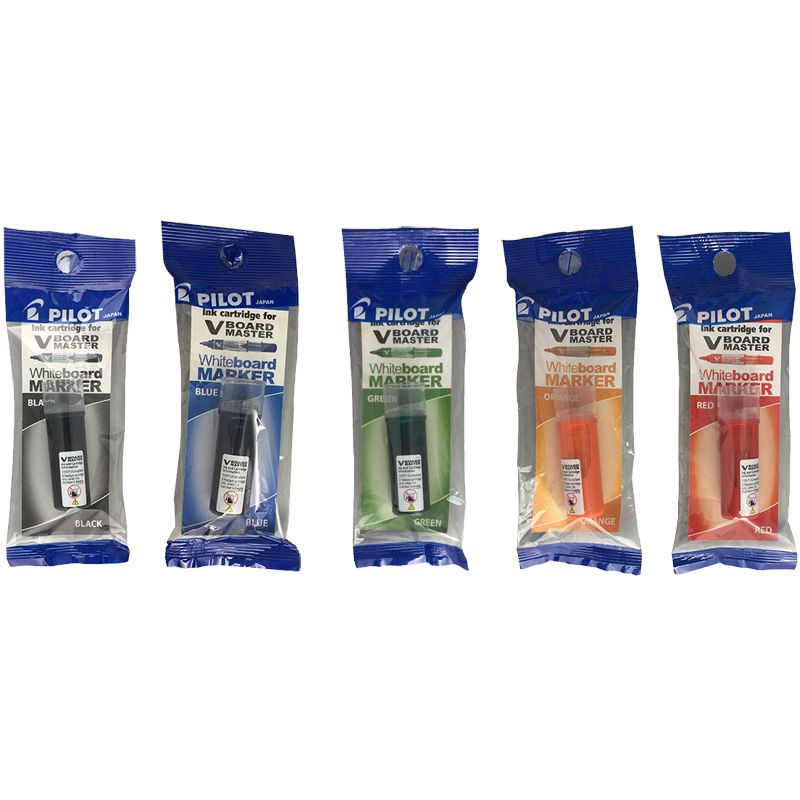 Pilot V Board Master Refill Ink Cartridge – Whiteboard Marker Ink (Red, Blue, Black, Green, Orange)