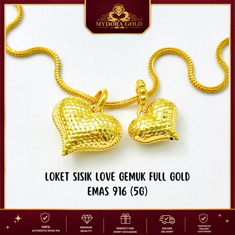 MYDORA Loket Sisik Love Gemuk Full Gold (5G) l EMAS 916/22K