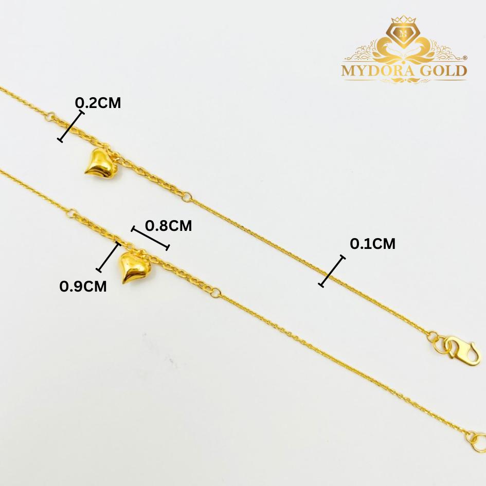 MYDORA Rantai Tangan Sauh Fesyen + Sauh Matahari Gantung Love Gemuk l EMAS 916/22K