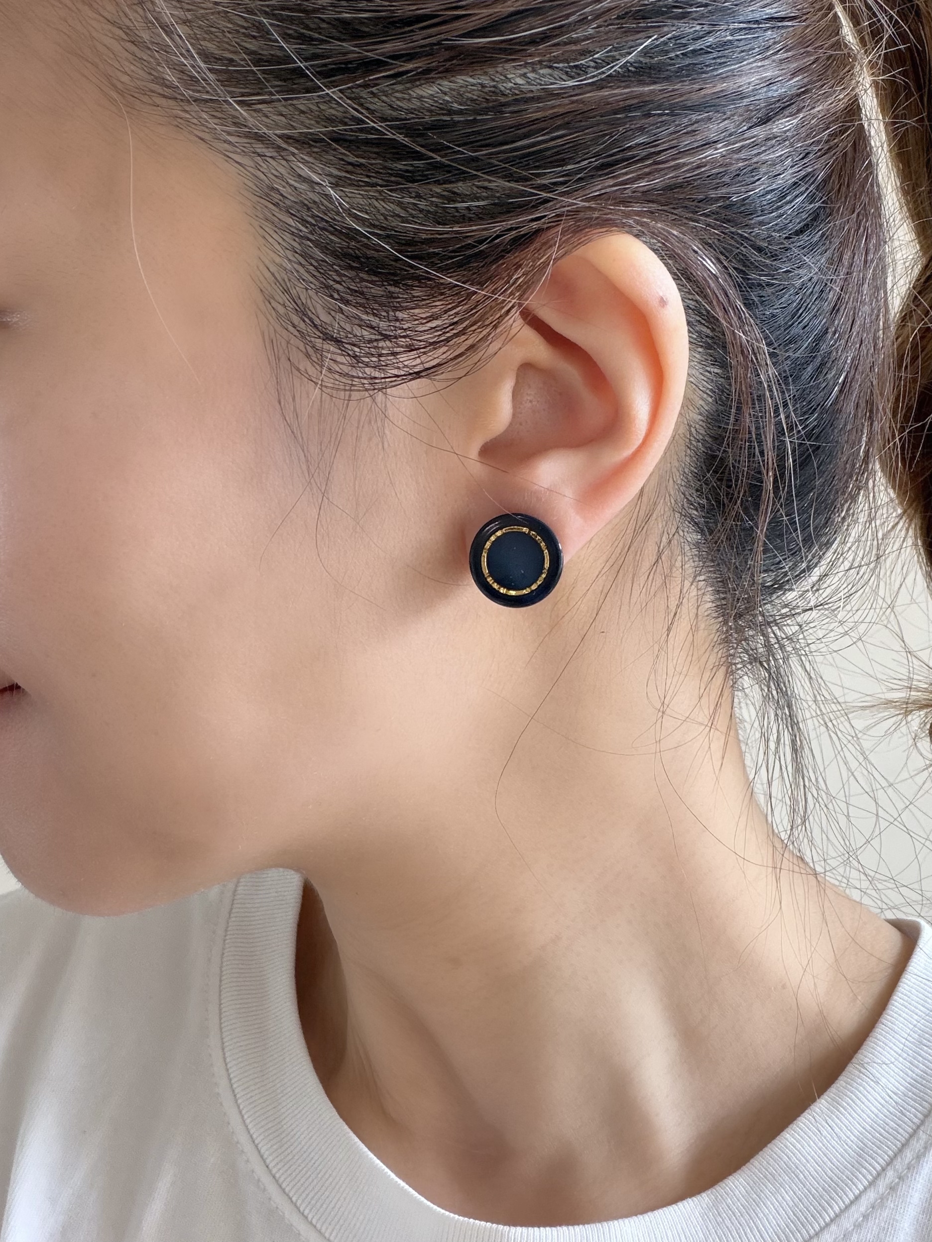 日本Vintage鈕扣耳環