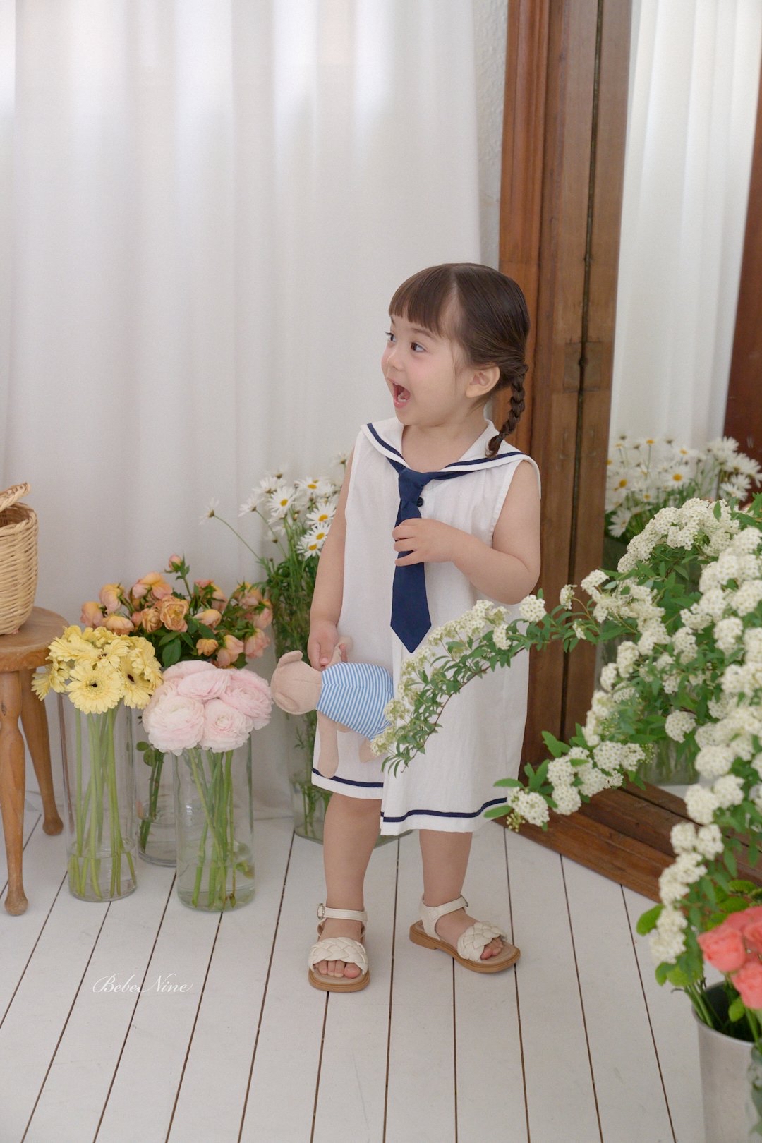 ☀️預訂 韓國直送☀️🇰🇷Bebenine兩色海洋風水手領巾背心連身裙