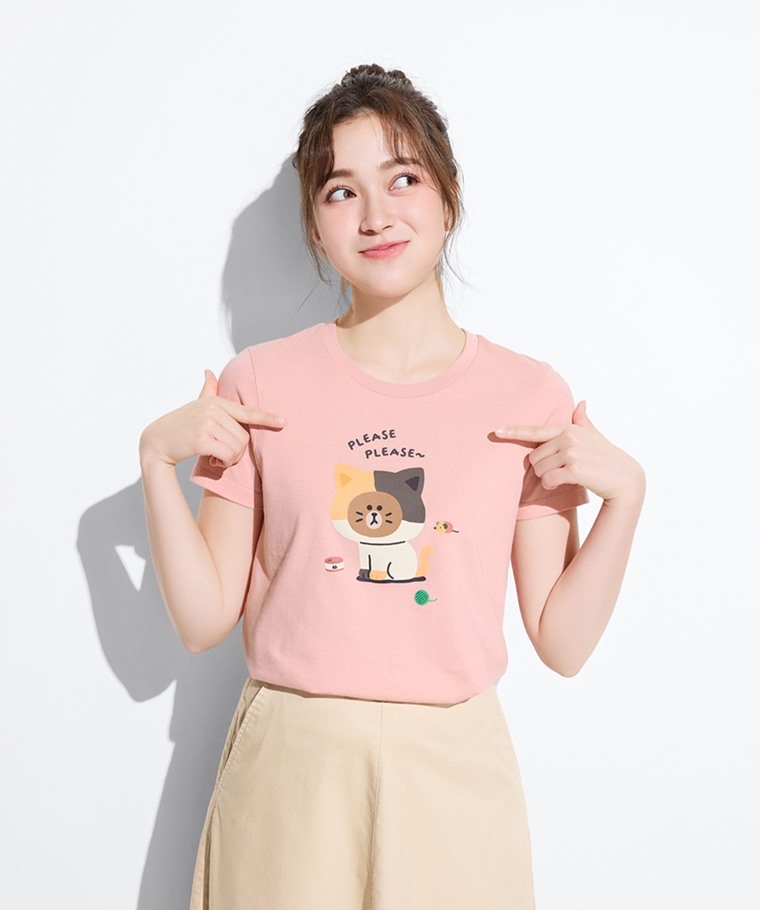 💚預訂 台灣直送💚Line Friend兩色人物動物印花成人女裝親子款純棉短袖T恤