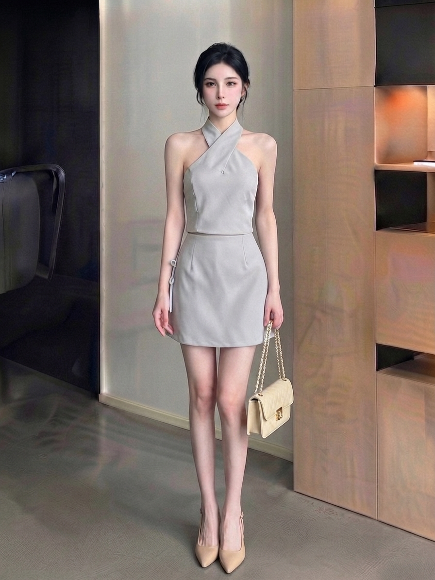 Halter Top Skirt Set M243