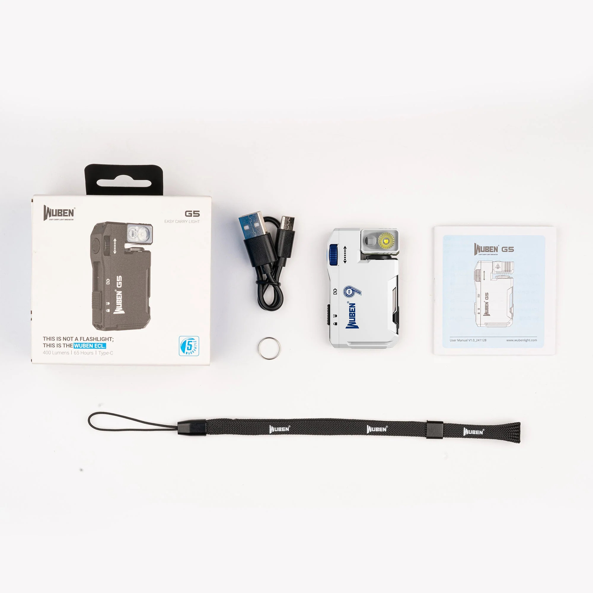 WUBEN G5 400流明 EDC鑰匙圈式緊湊型可充電手電筒