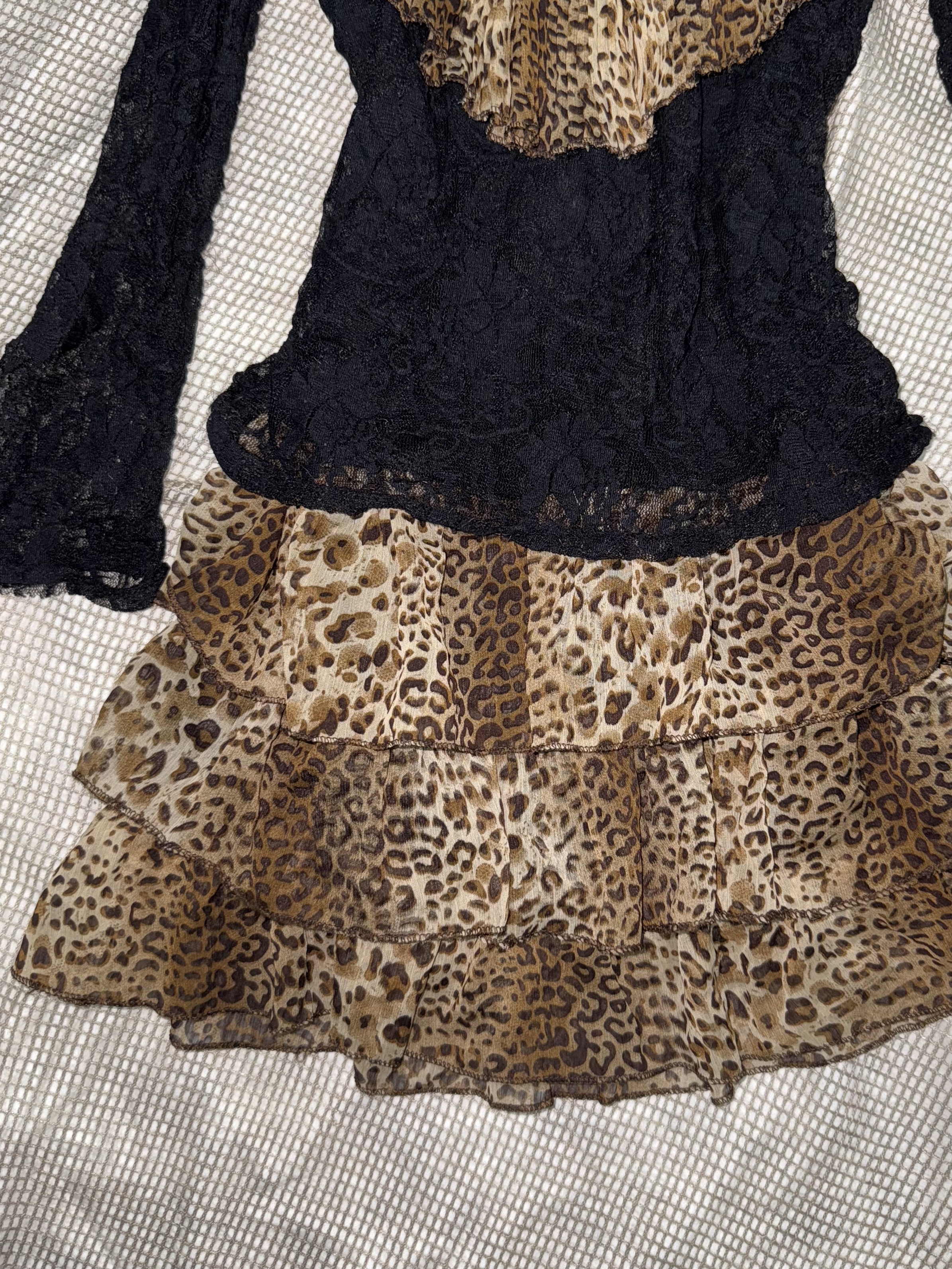 Heisei Gal Style Tiered Leopard Cake Skirt