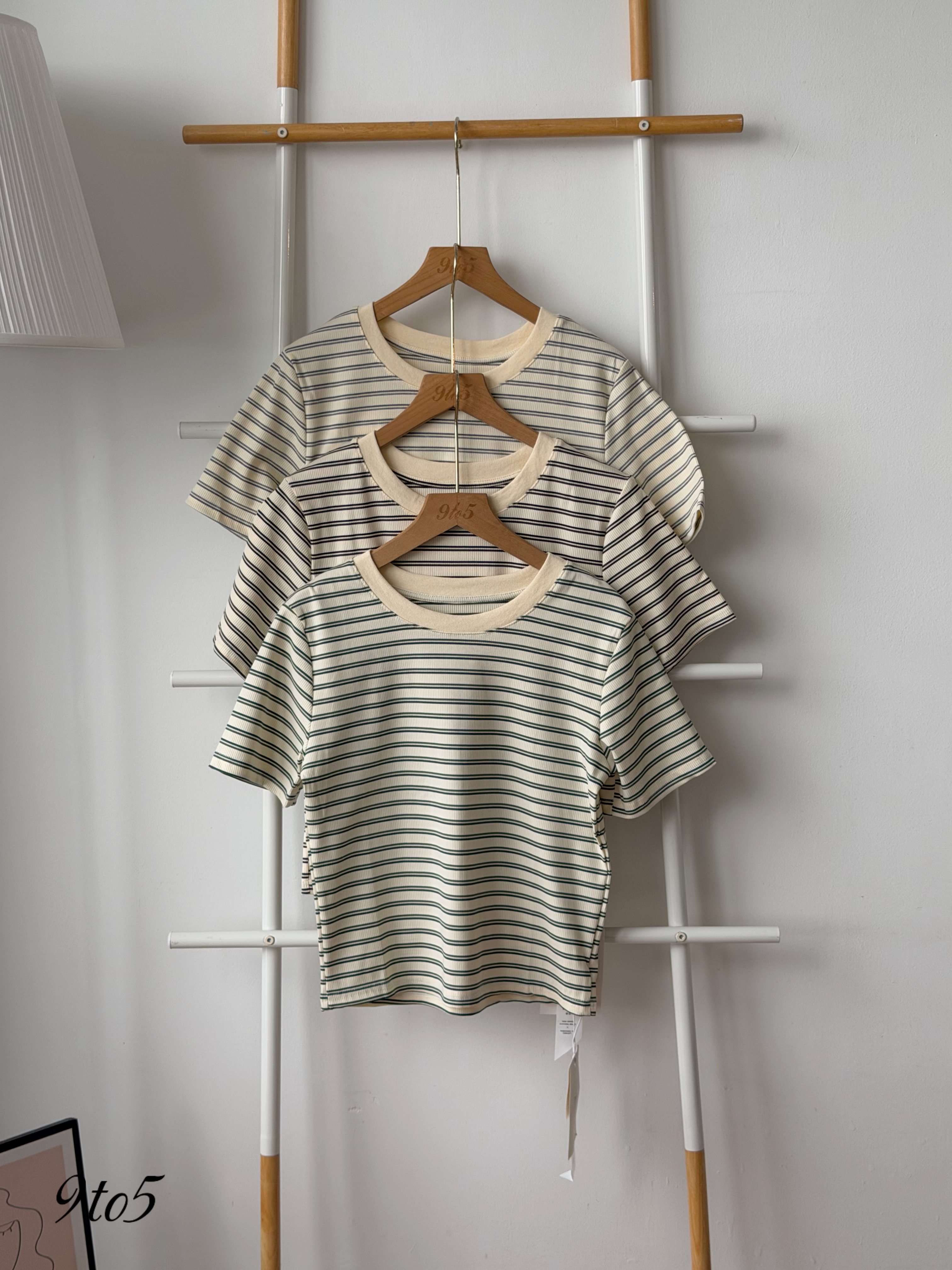 T4507 Stripes Short Sleeves Tee - 3 Colors 