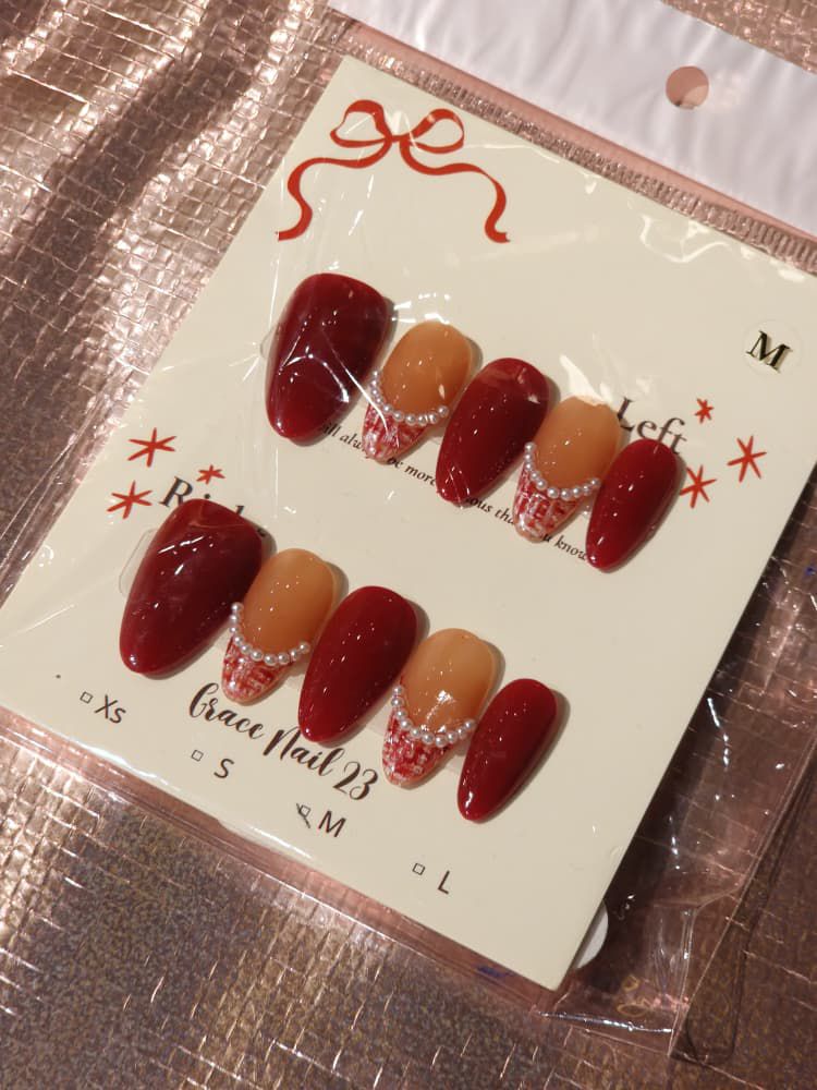 Velvet Pearl Handcrafted Press-On Nails