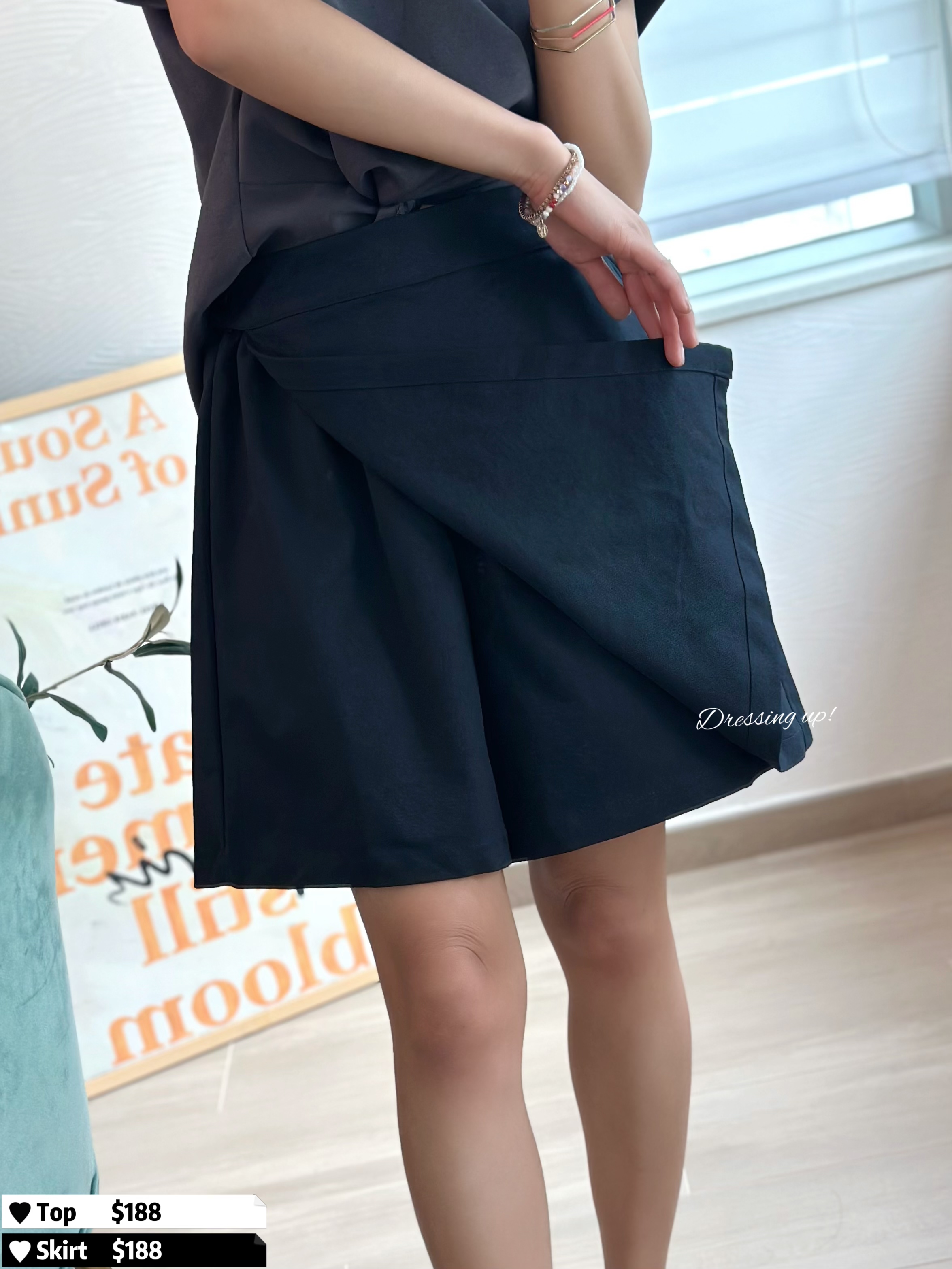  最佳長度｜深藍西裝裙褲