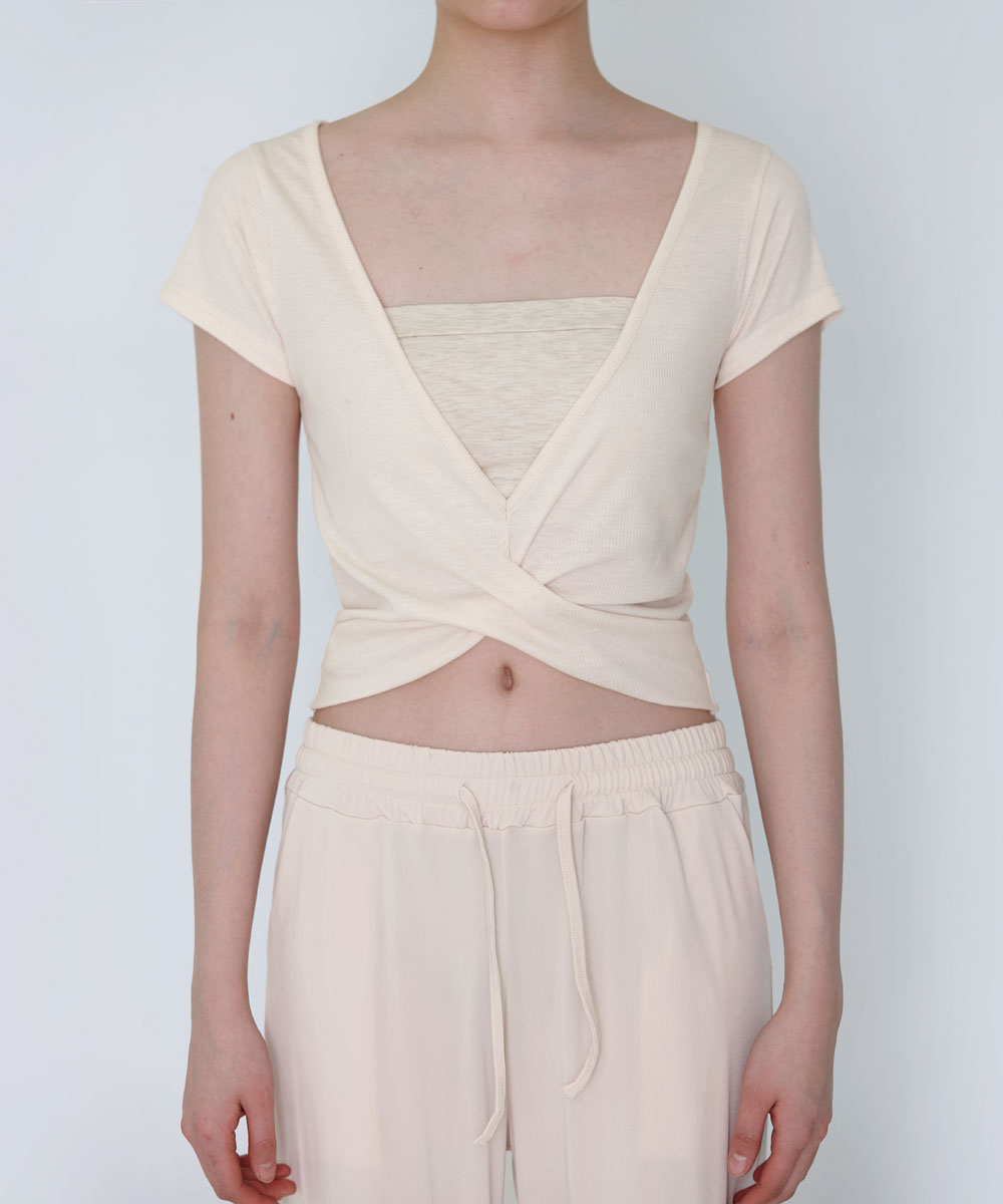 預購_DEVI-T0158 Release twist short sleeve by Devi wear