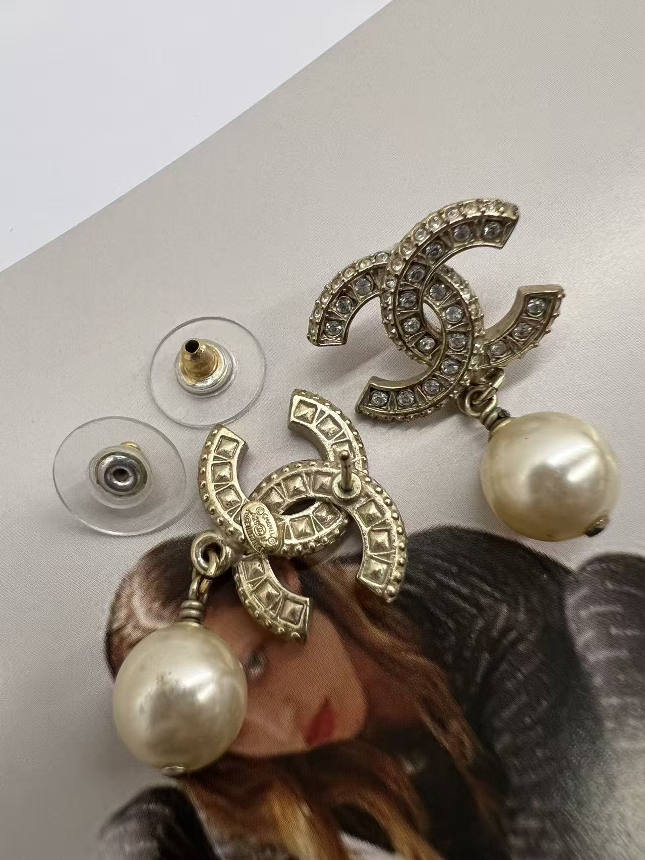 Chanel Gold Pearl Earrings