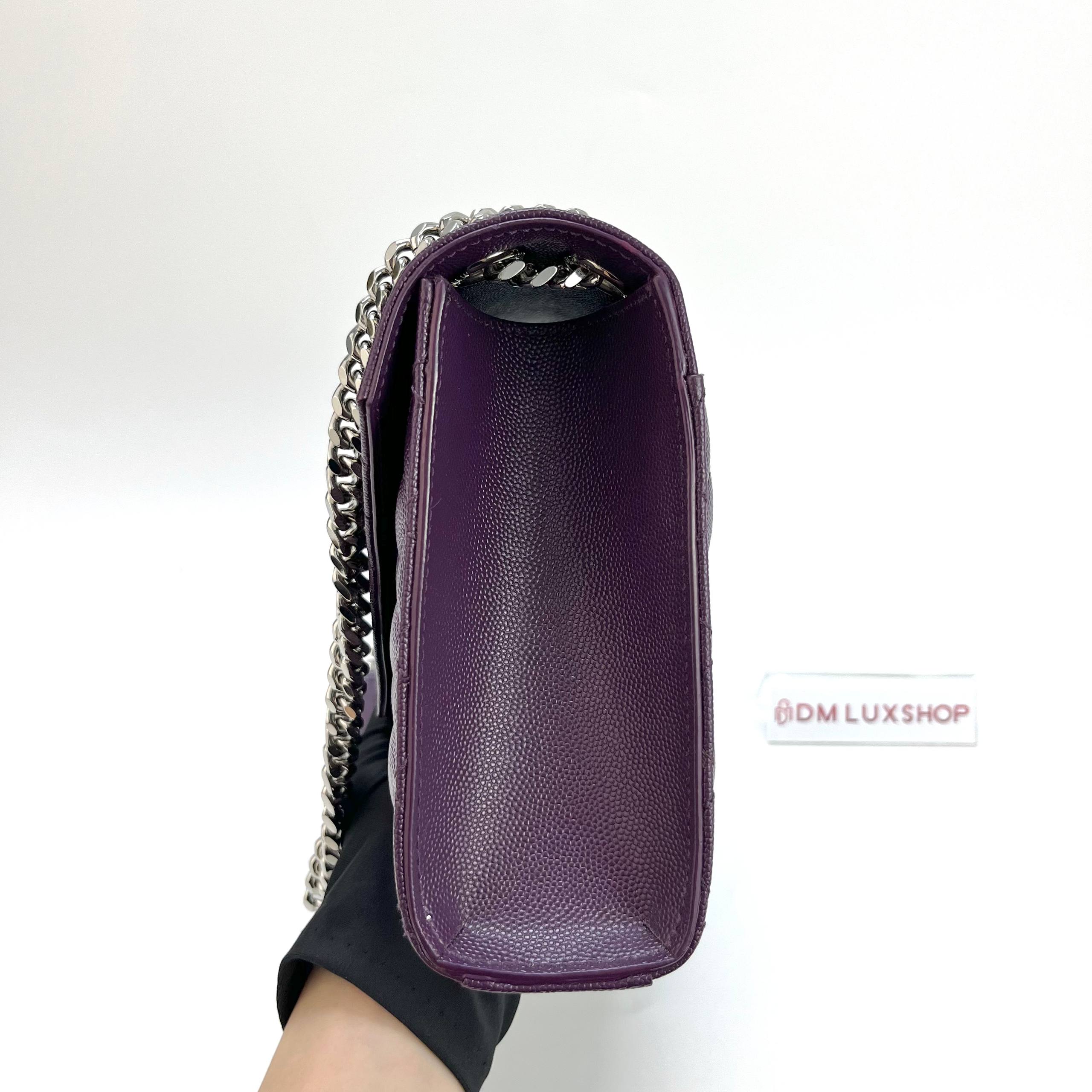 YSL Dark Purple Envelope Medium SHW