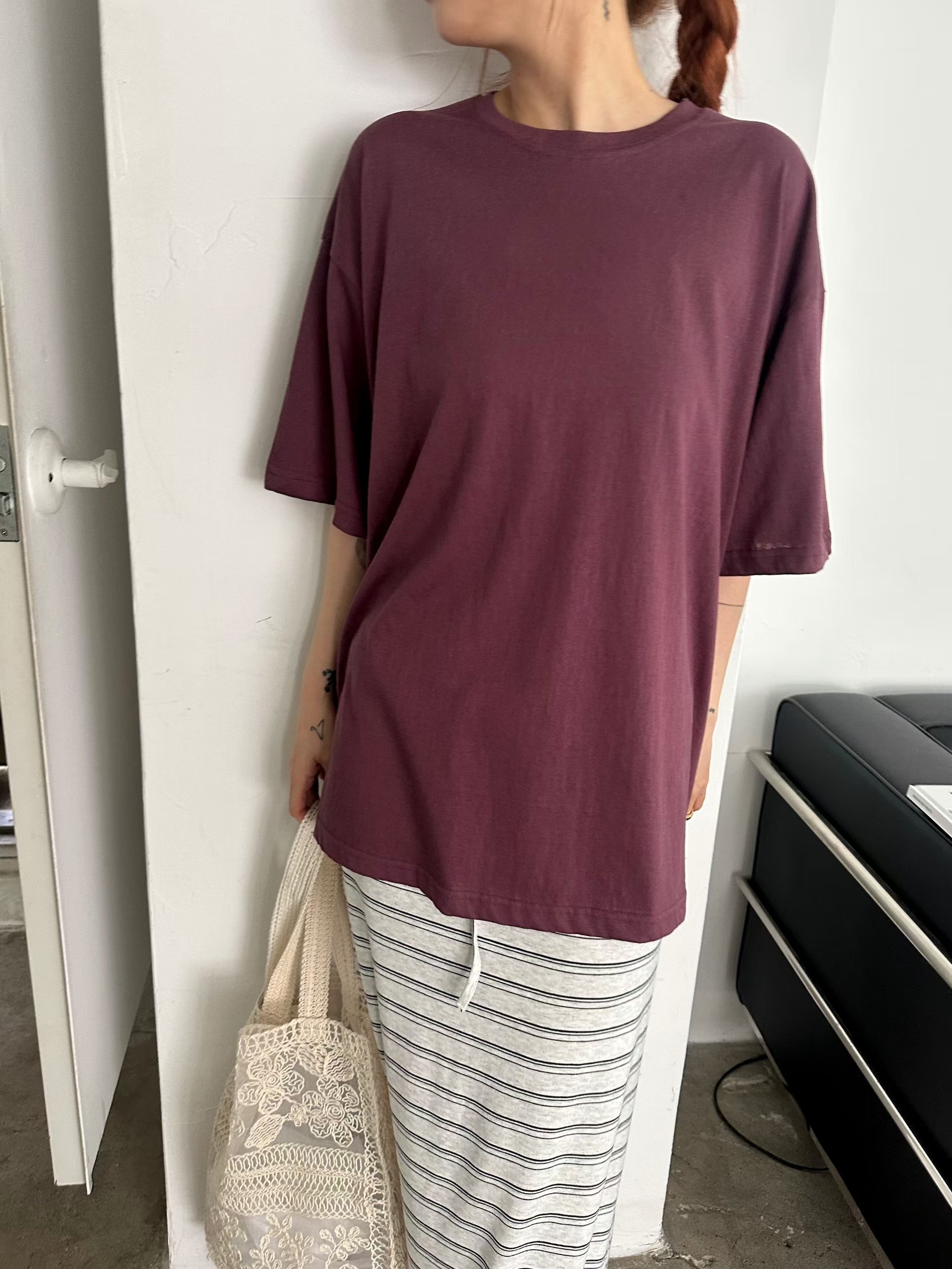 221444 淨色長Tee