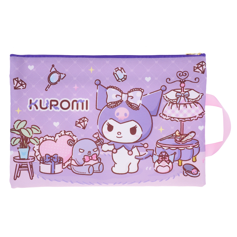 Kuromi F4 Double Zipper Fabric Document Bag 雙拉鍊布文件袋連手挽