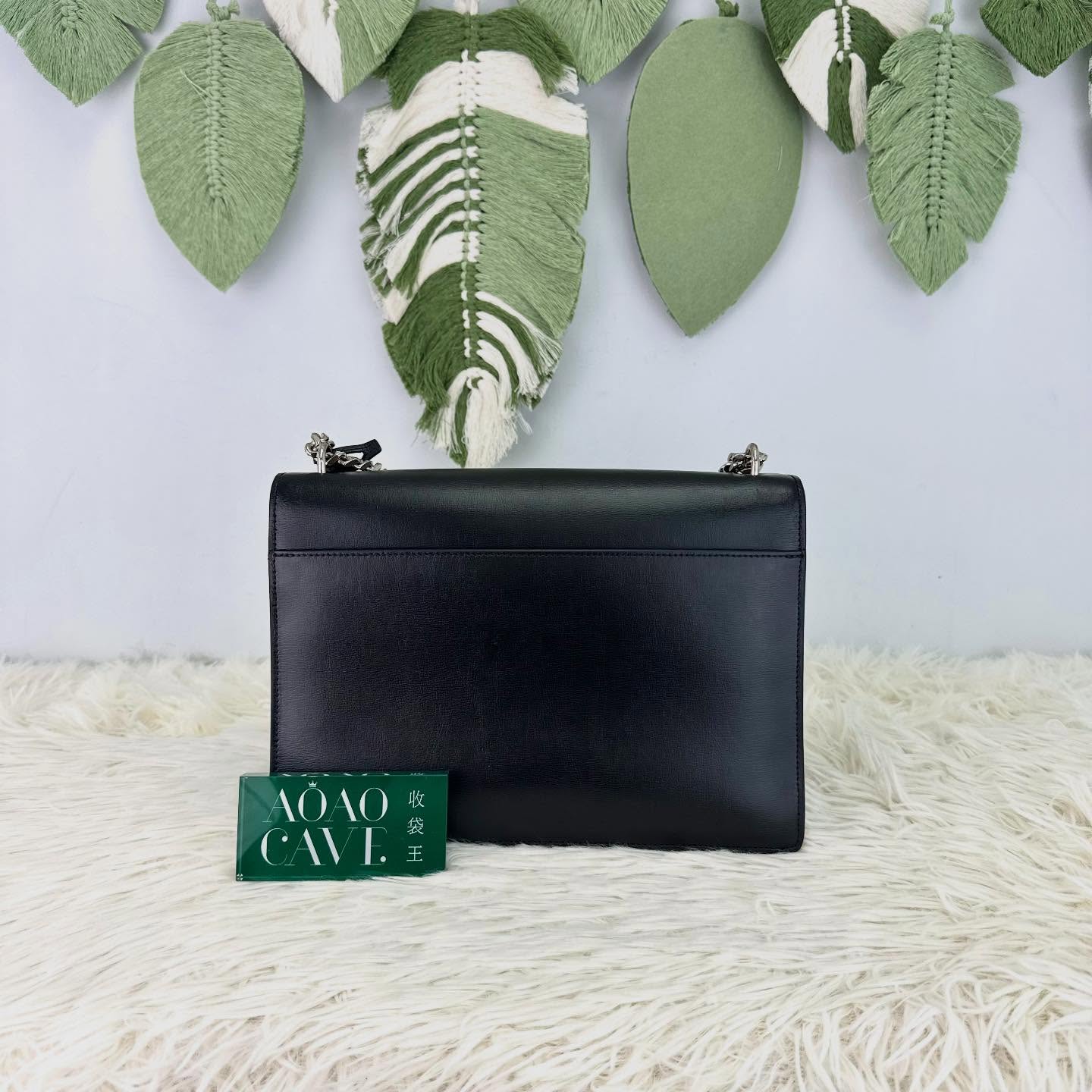 YSL 🤍PRE OWNED SUNSET 黑銀光面牛皮郵差包 Large Size🖤