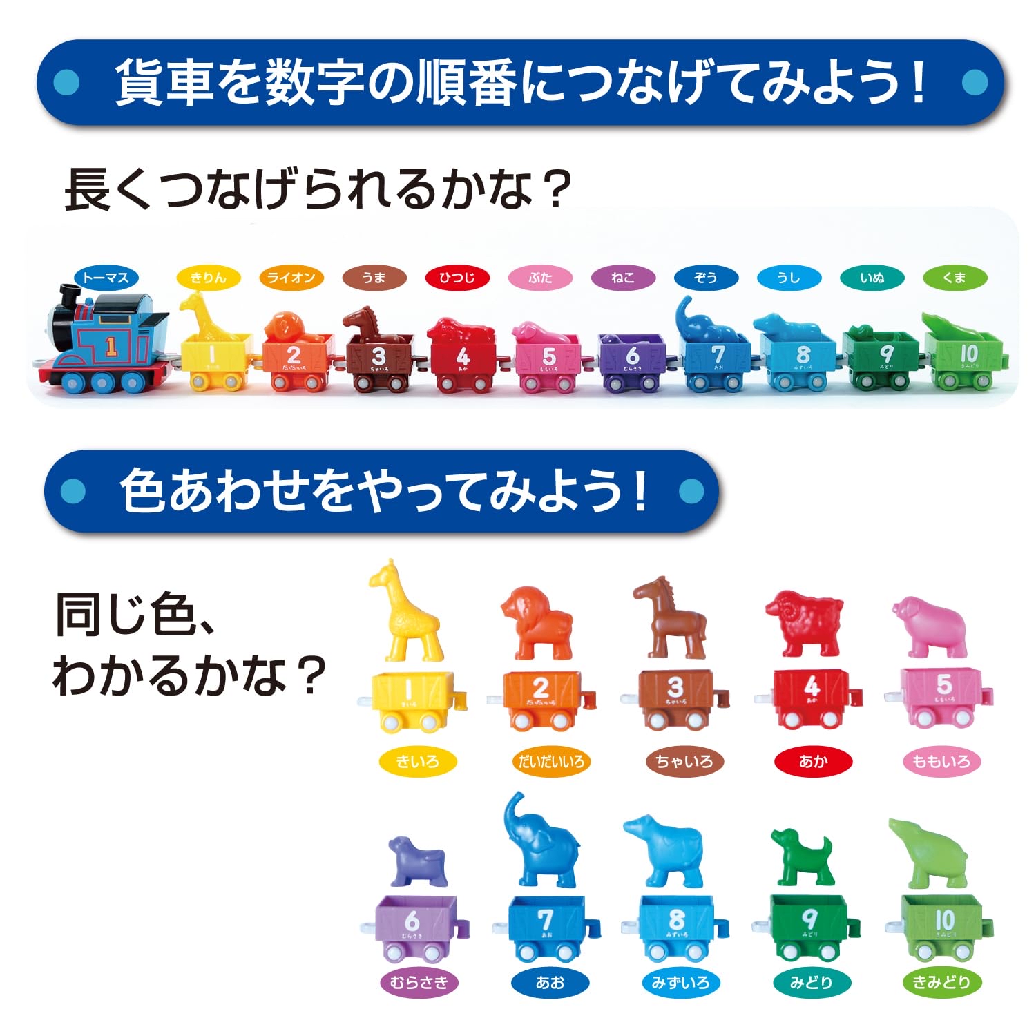 🇯🇵預訂 日本直送🇯🇵Thomas小火車顏色數字動物分類便攜火車幼兒玩具24m+