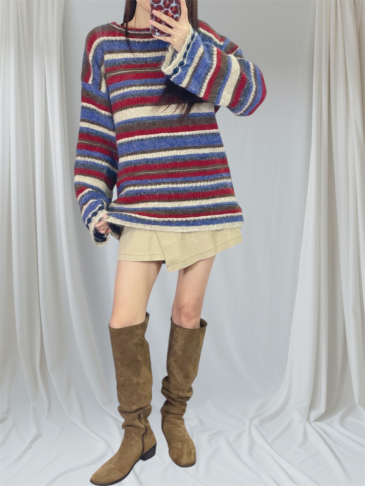 K5548 間色闊袖款針織