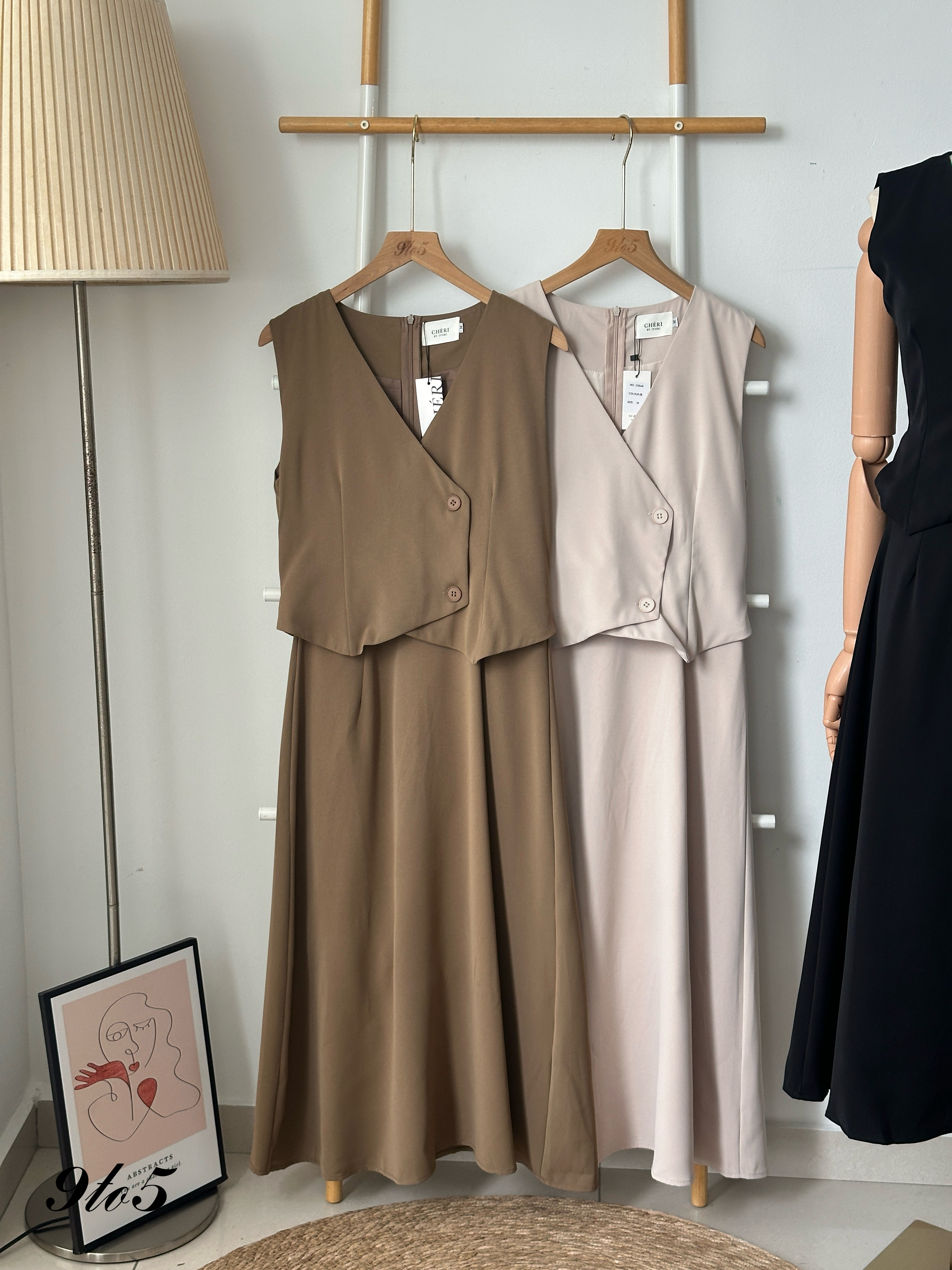 D2336 Fake Two-Piece Dress - 3 Colors