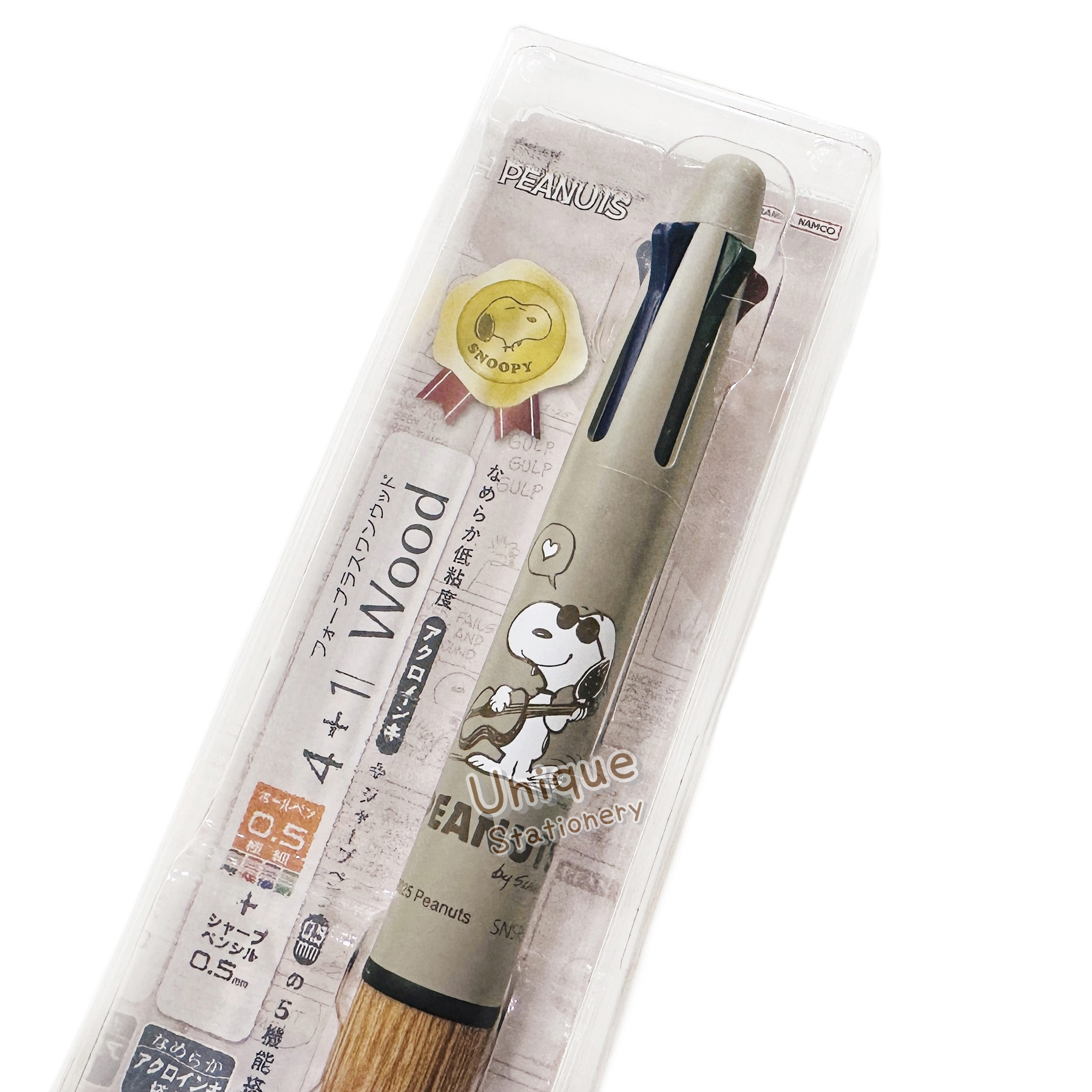 現貨｜Snoopy Pilot 4+1 Wood 日本製 多功能 5用筆 0.5mm 4色原子筆 + 0.5mm 鉛芯筆 (S4659392)