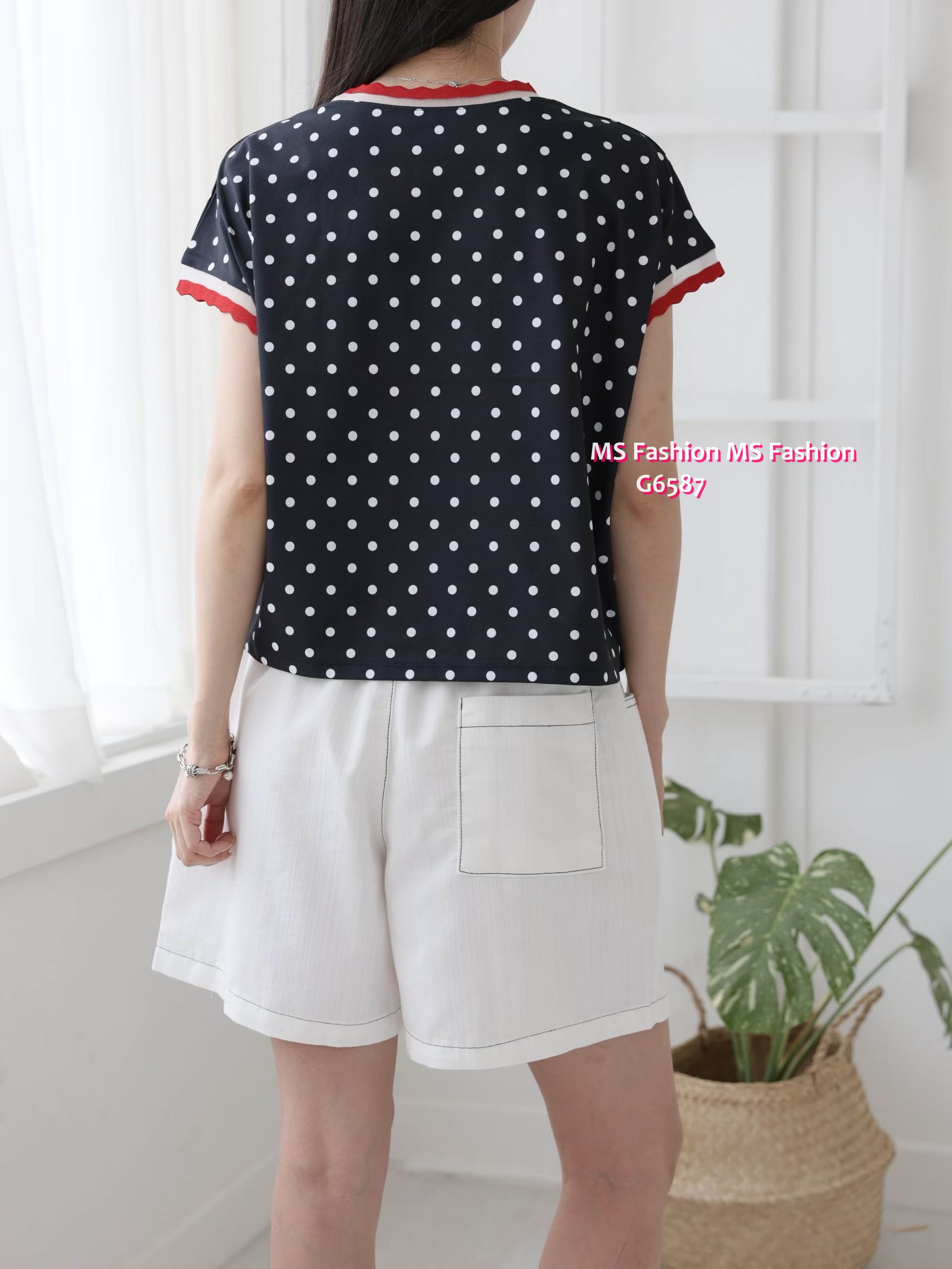 G6587 靚print波點top