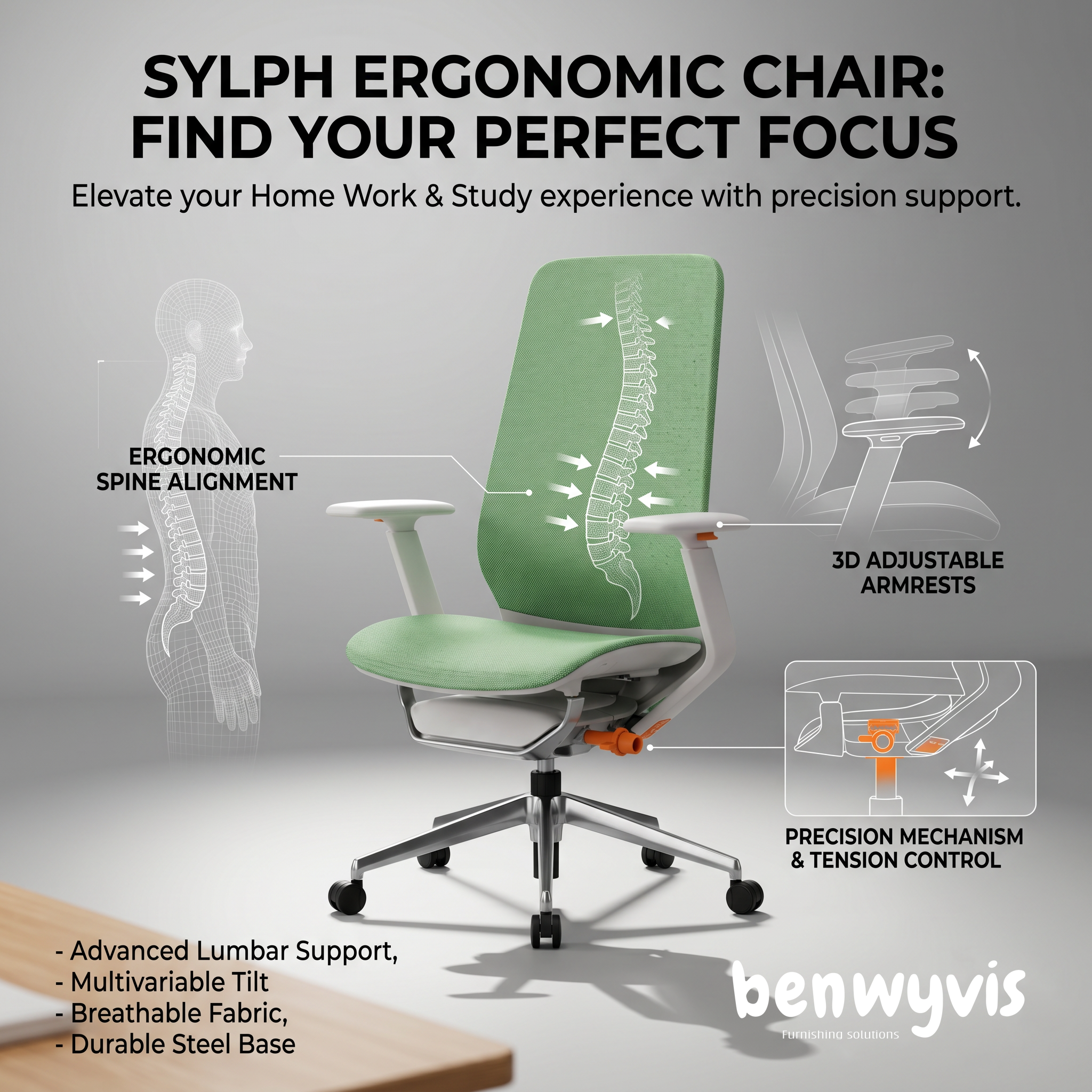 SYLPH, Ergonomic Swivel Chair Office Chair