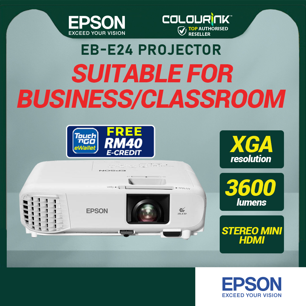Epson Projector EB-E012 | EB-E24 | EB-X51| EB-X52 | EB-W55 | EB-FH54 XGA WXGA FHD Lumens Brightness Wireless EB-E01 FH52