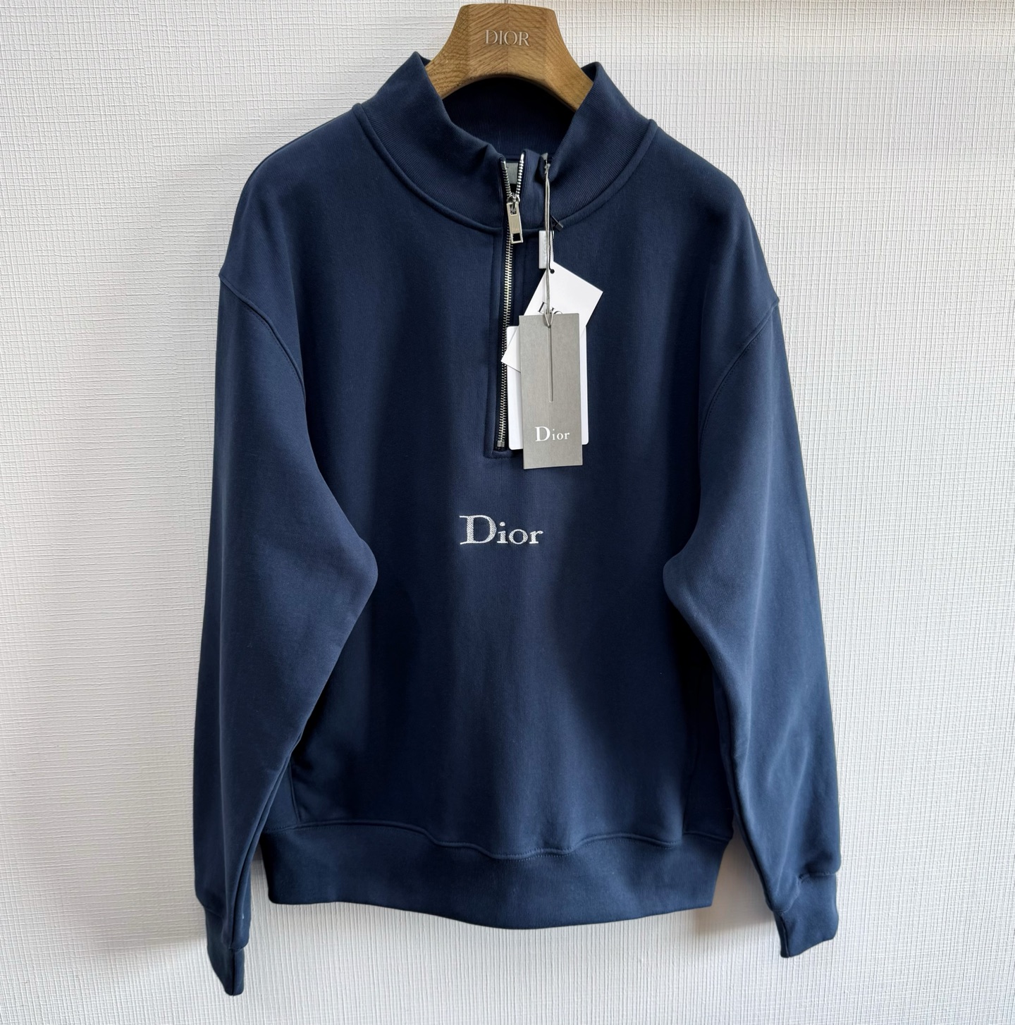 【頂級原單】Dior Sweatshirt à col zippé 刺繡標誌拉鍊領抓絨衛衣