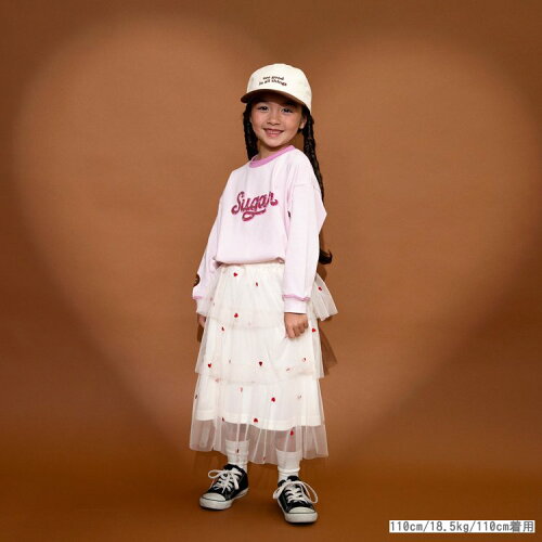 🆕【⭐訂購⭐】 🇯🇵日本直送 🌀愛心刺繡 薄紗層疊 及膝 #半截裙［2款選］🌀 [ELAA-0233][260226]