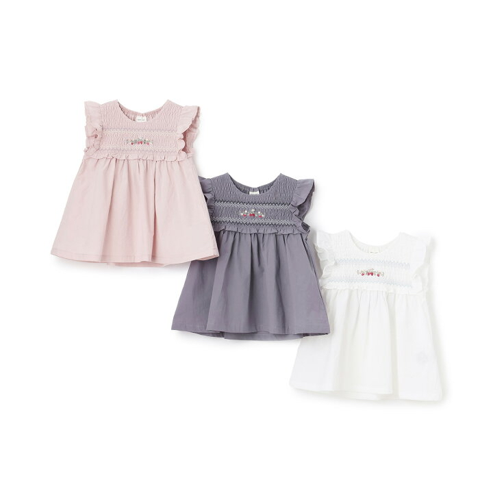 🇯🇵預訂 日本直送🇯🇵 Petit Main 三色草莓刺繡緞帶褶皺束腰上衣