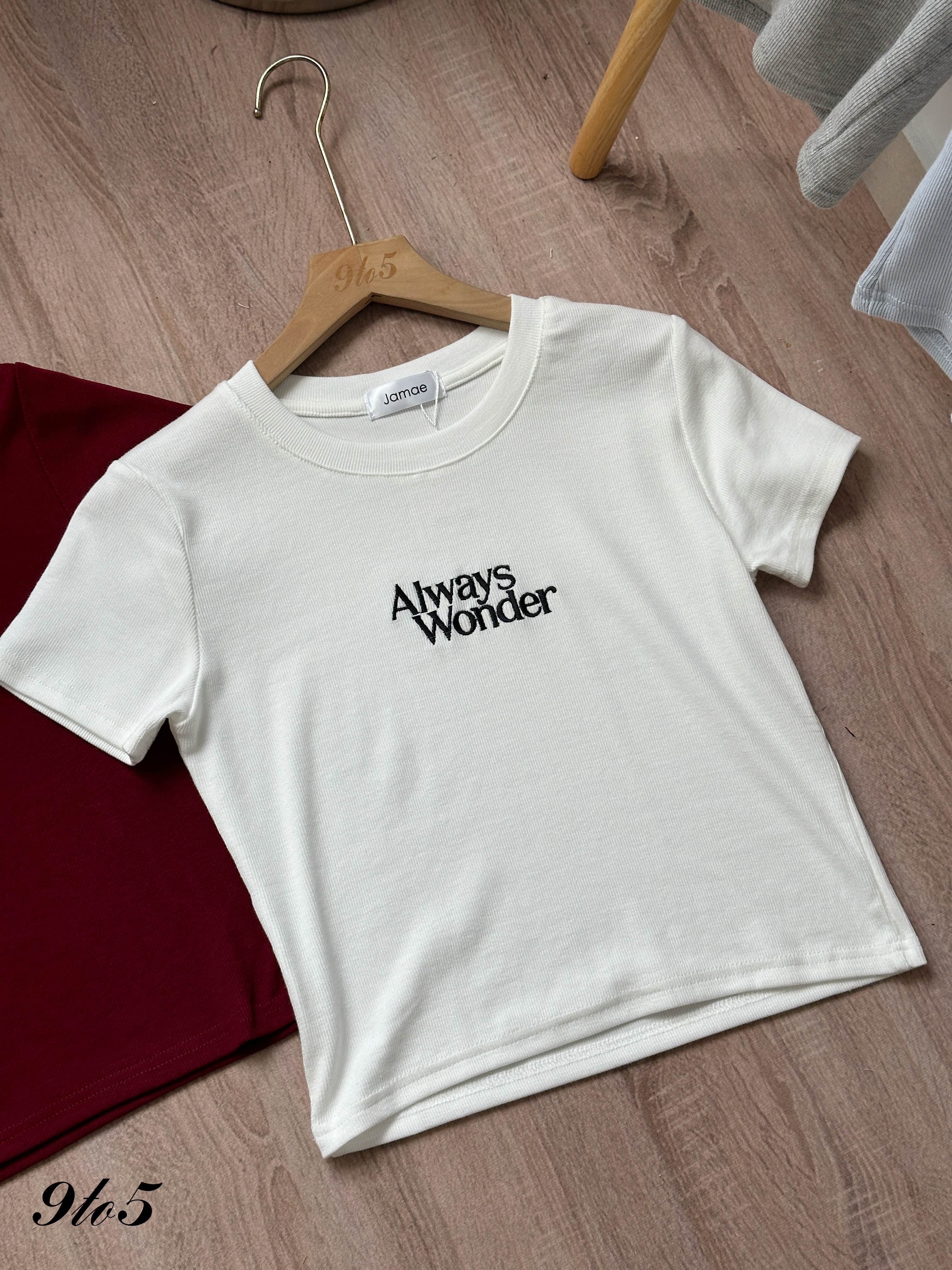T4367 Embroidery Wording Crop Top - 4 Colors 