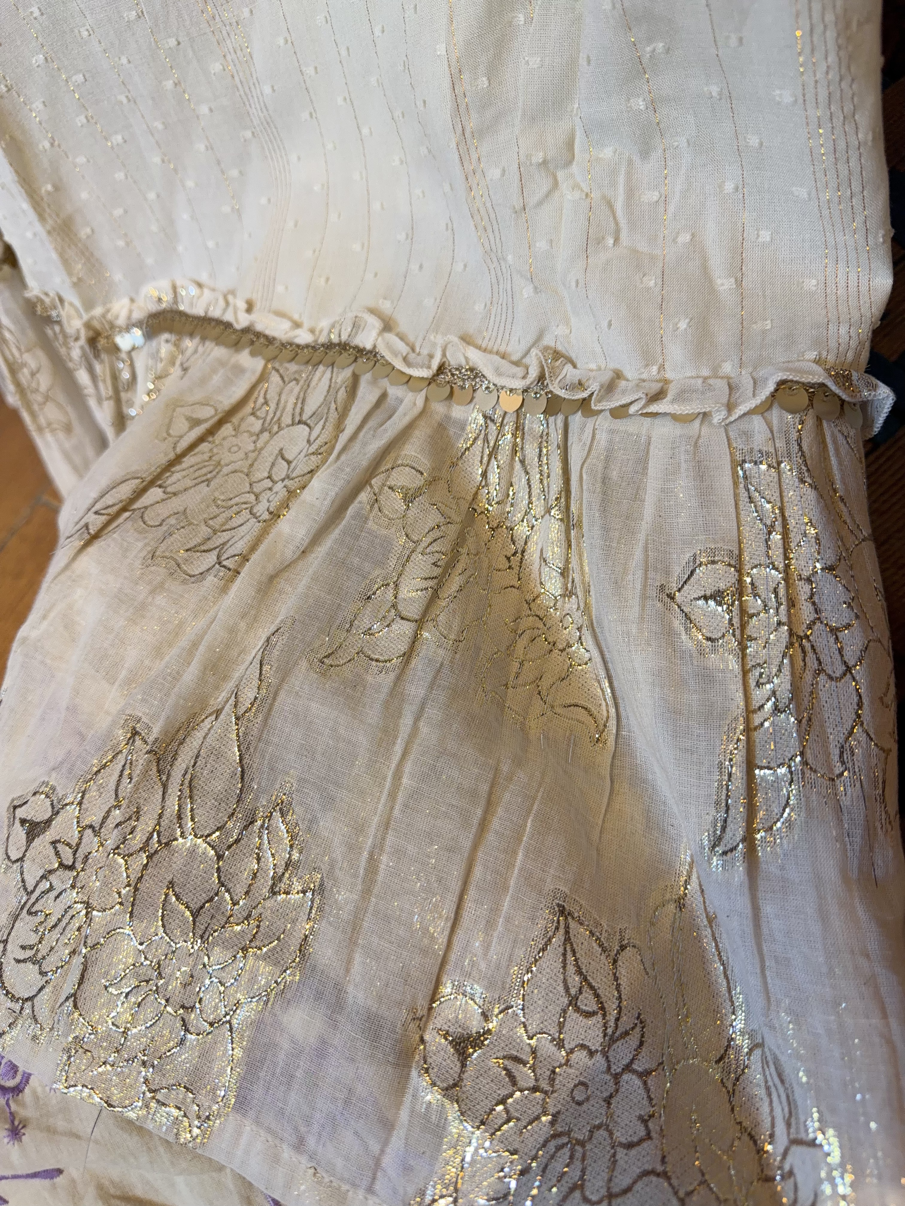 White Gold Floral Skirt 37" #1427