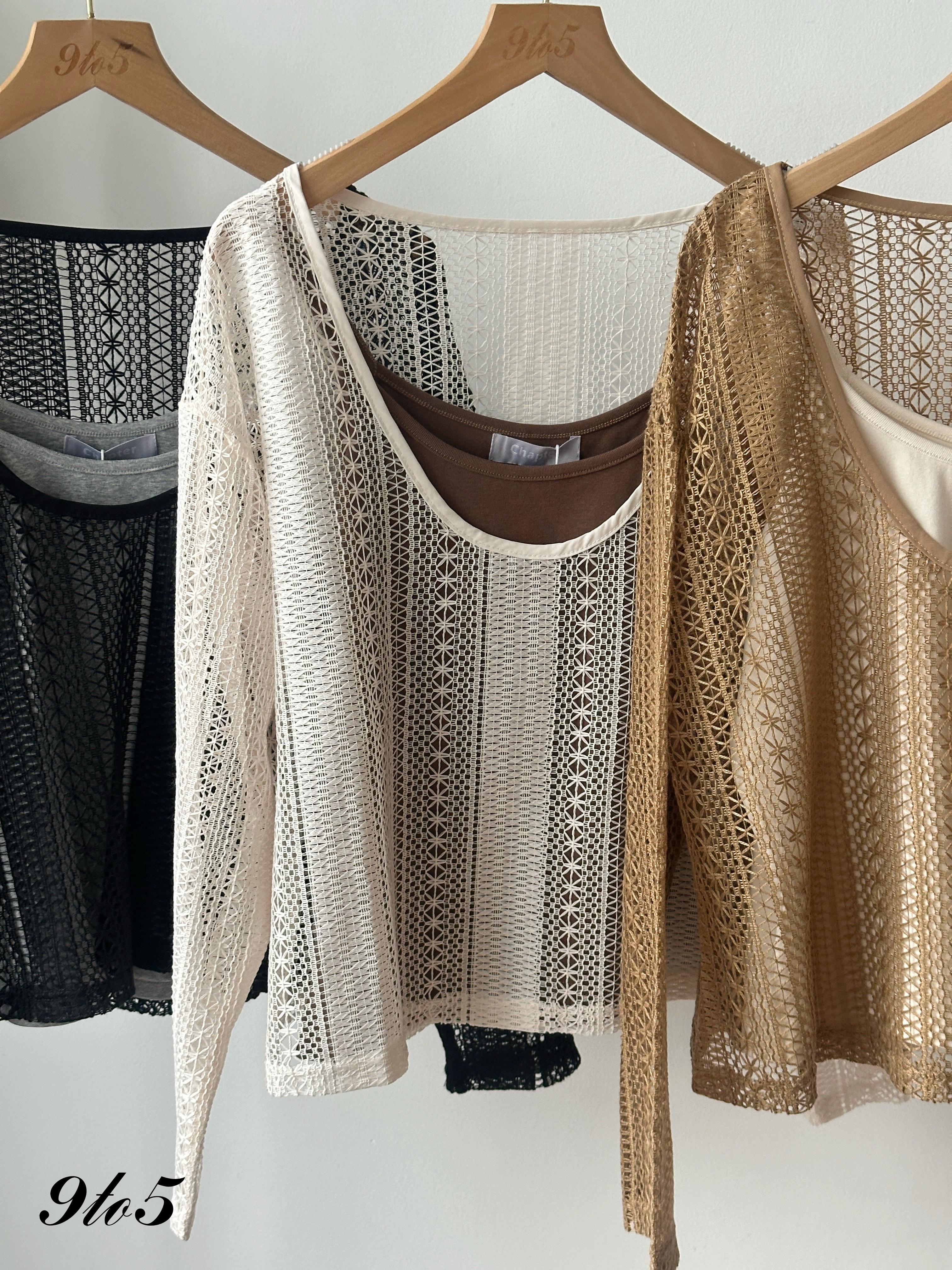 T4322 Two-Pieces Crochet Top - 3 Colors 