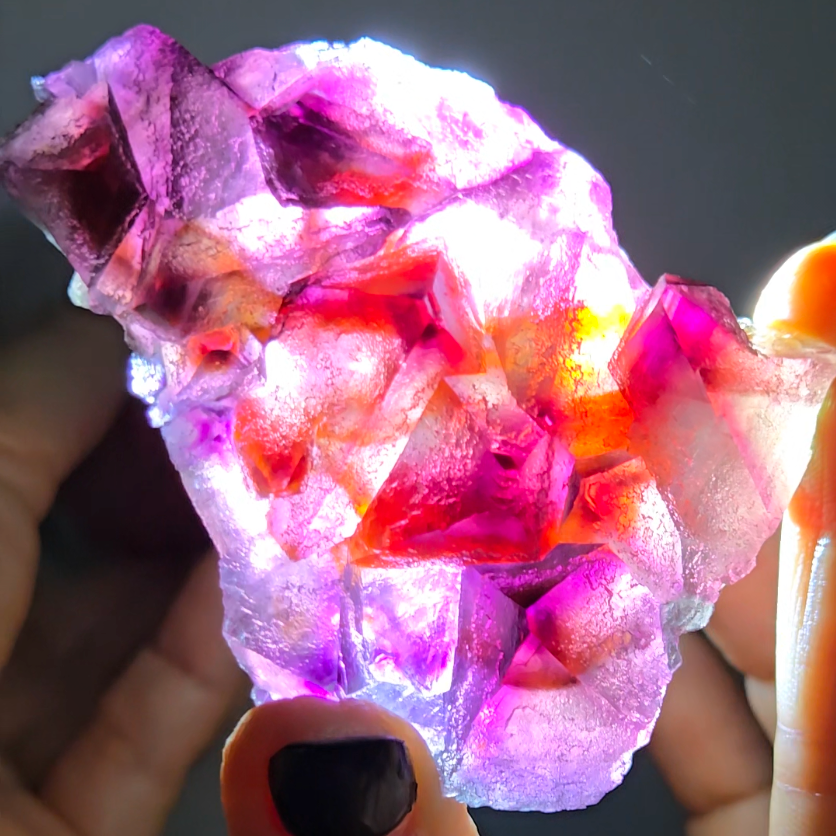 Red phantom octahedral fluorite from China - FL292