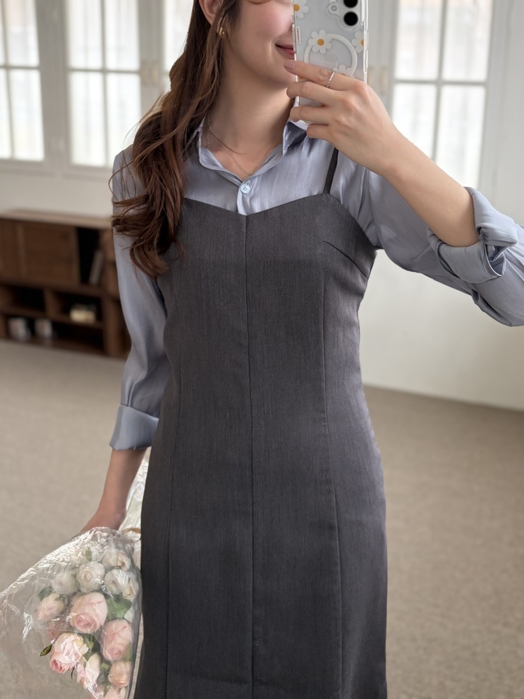 Contour Slip Dress (Grey)