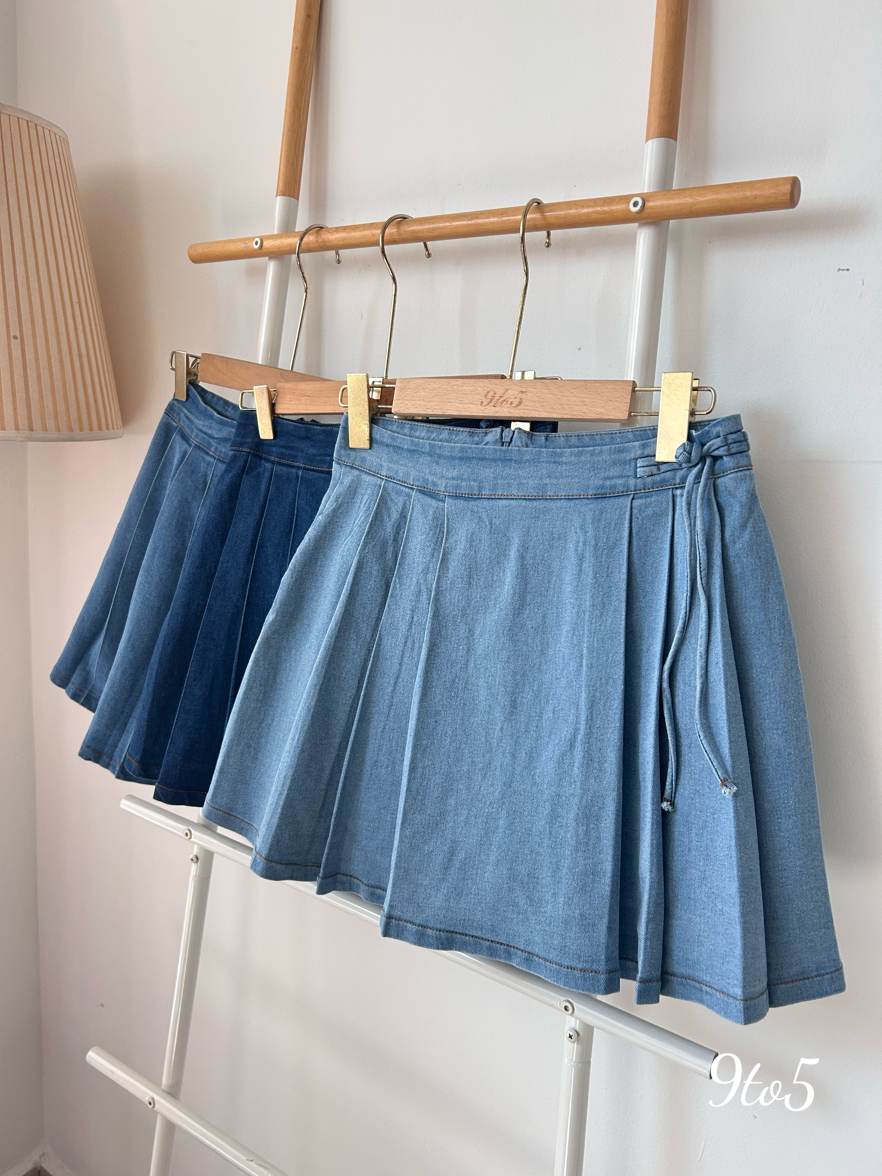 S1773 Denim Pleated Skirt - 3 Colors