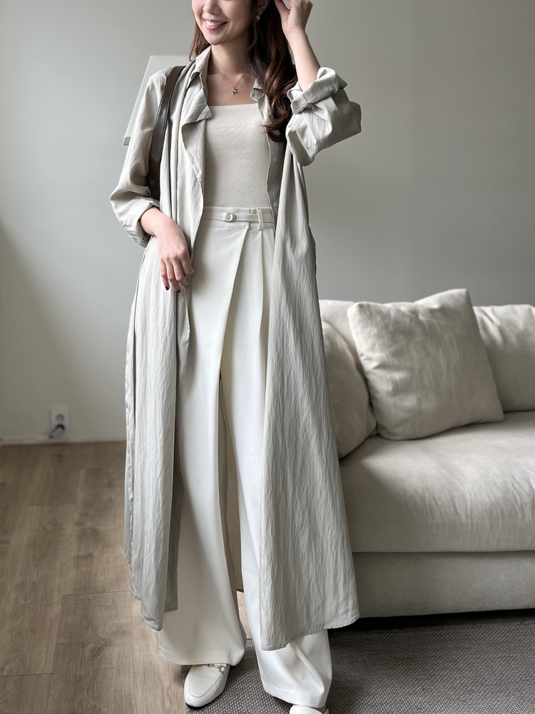 Minimal Belted Shirt Dress (Khaki)