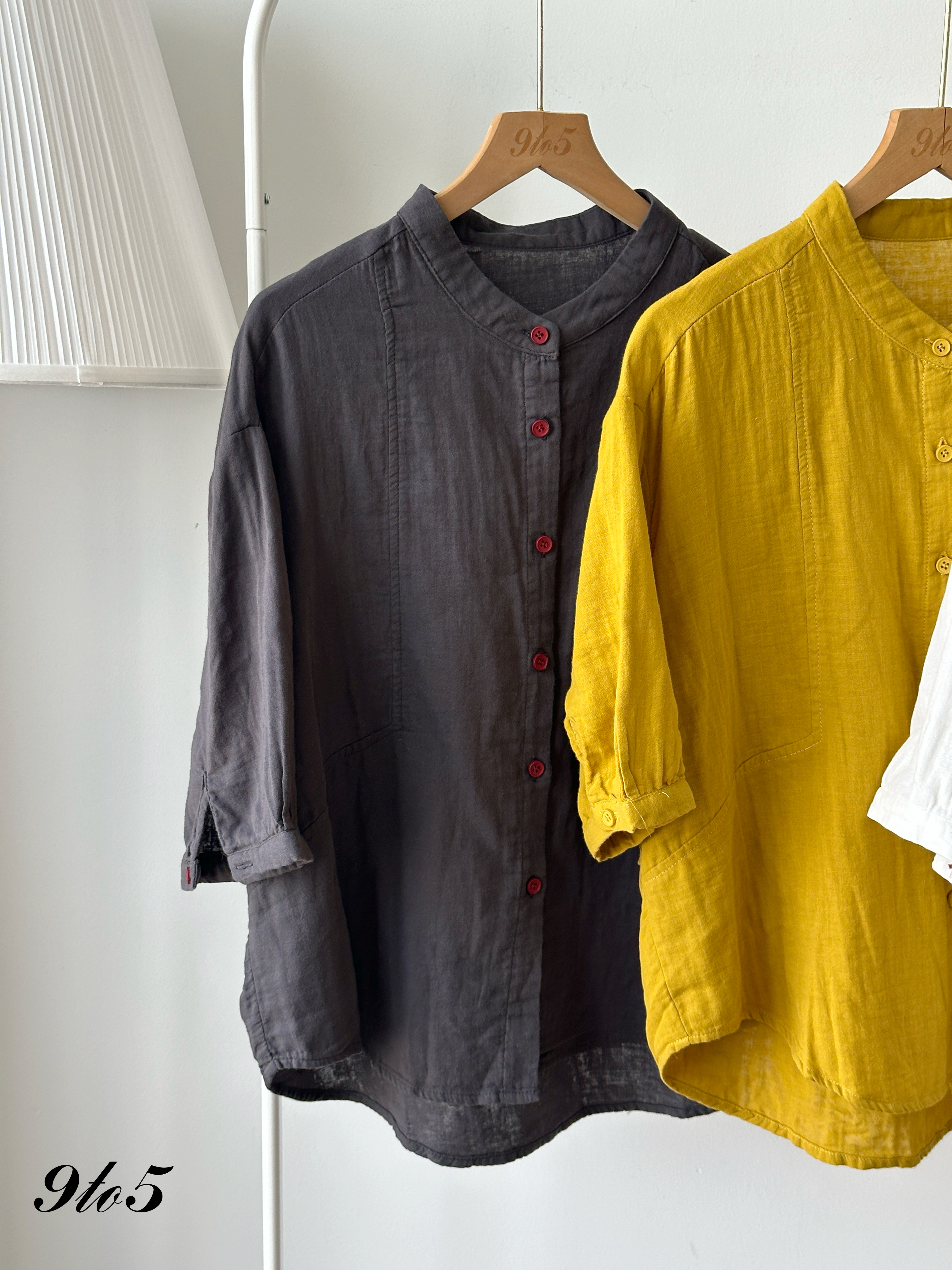 T4272 Stand Collar Half Sleeve Shirt - 3 Colors 