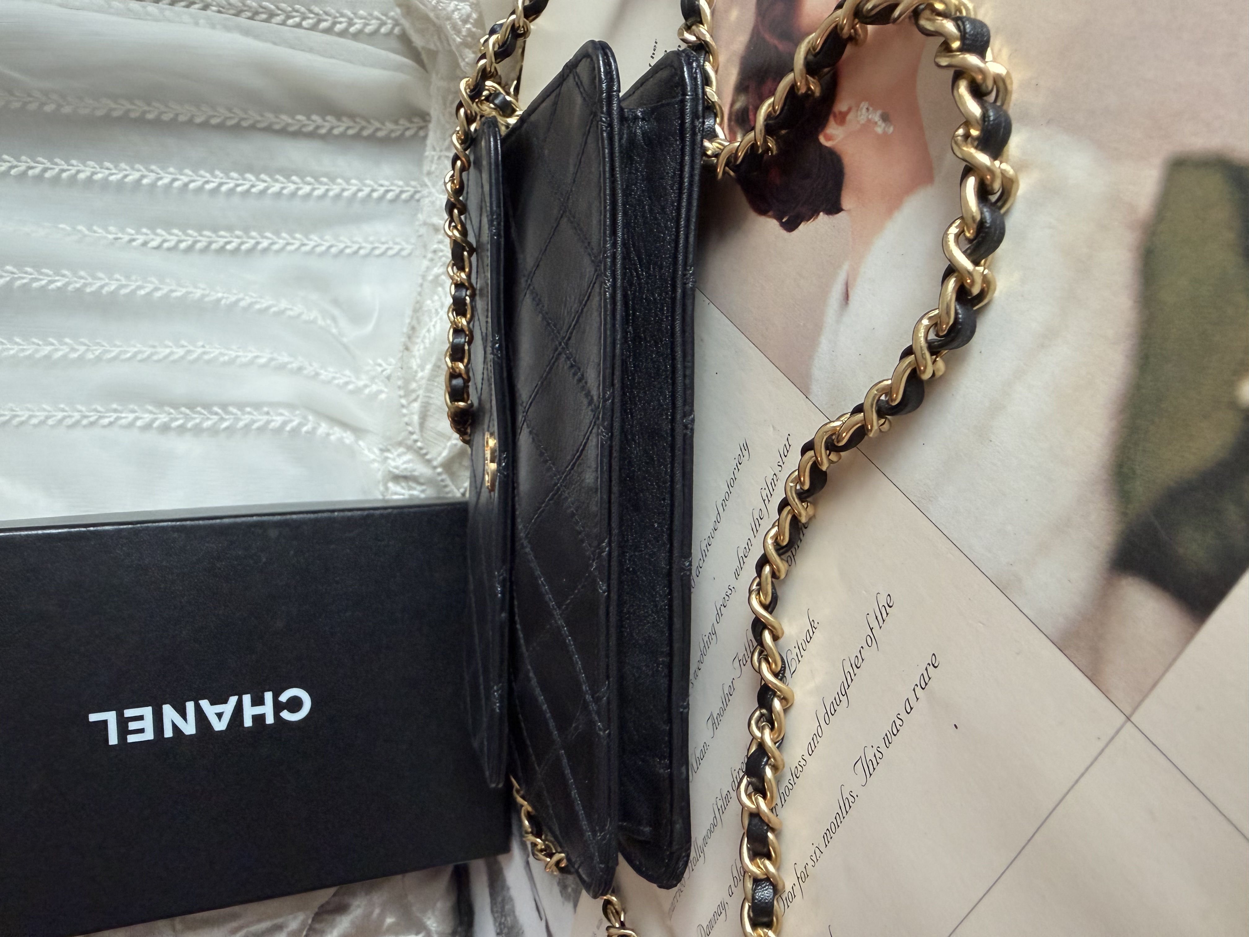 chanel cc black matelasse  black leather flap cutch bag
