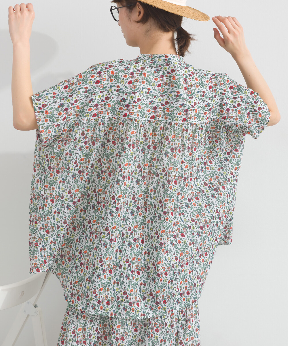 LP - 印度棉復古花卉襯衫 (白色)