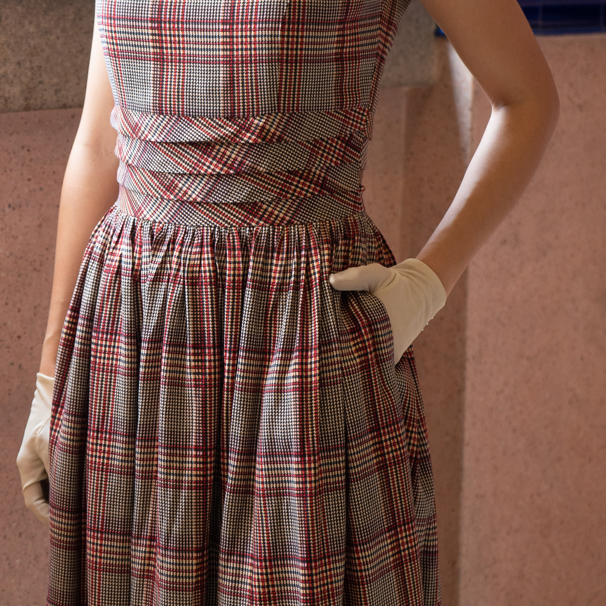 (Ready-Made) Summer in Woodland - 1950s Inspired Checkered Summer Dress - Vest (FM176)