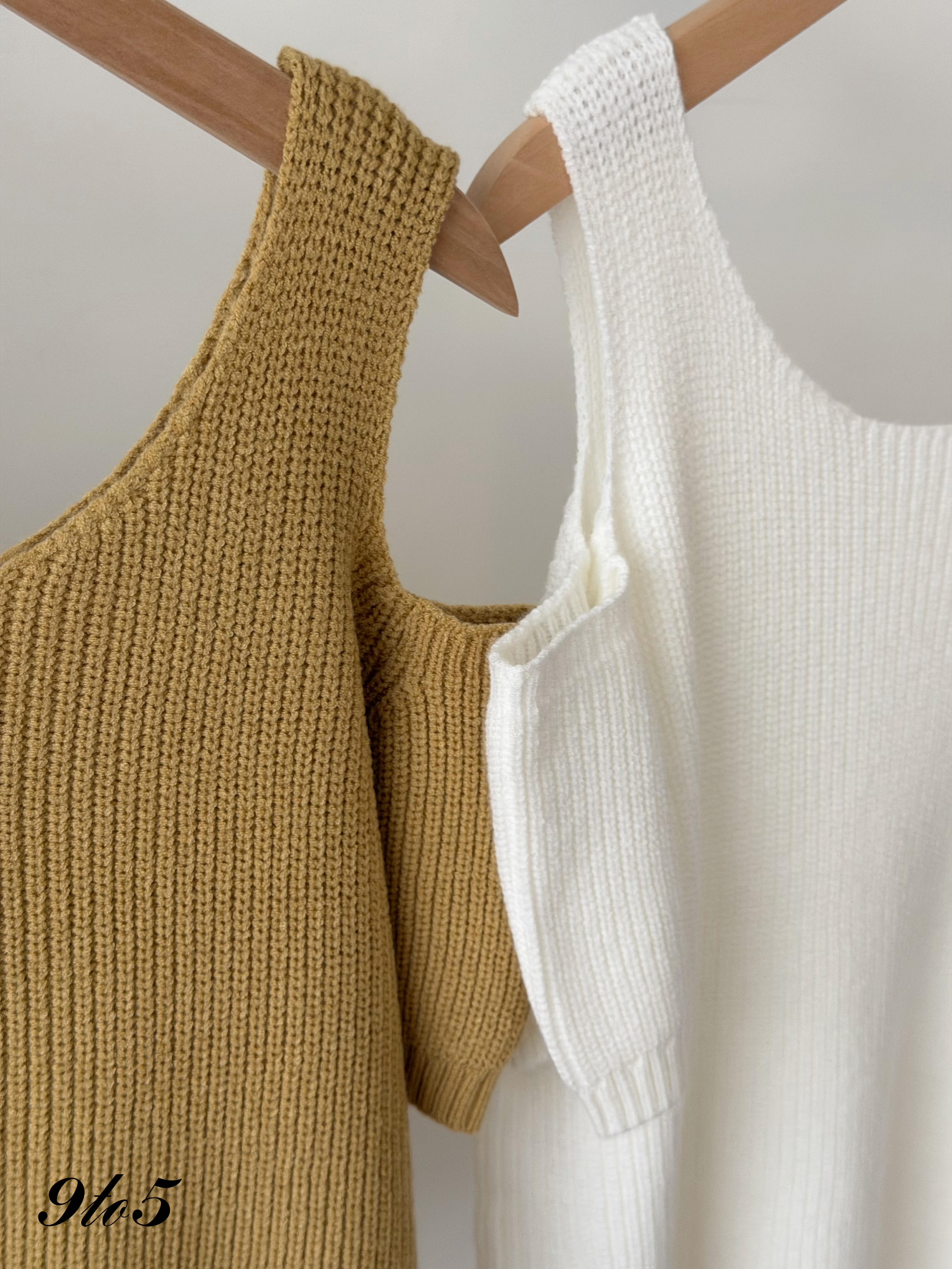 T4471 Ribbed Cold Shoulder Knit Top - 4 Colors 