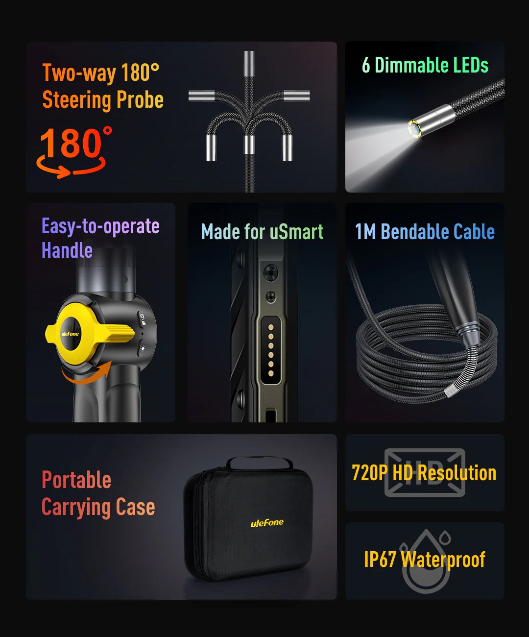 Ulefone uSmart E03 Two-way 180° Rotatable Endoscope 手持式雙向180°旋轉內窺鏡