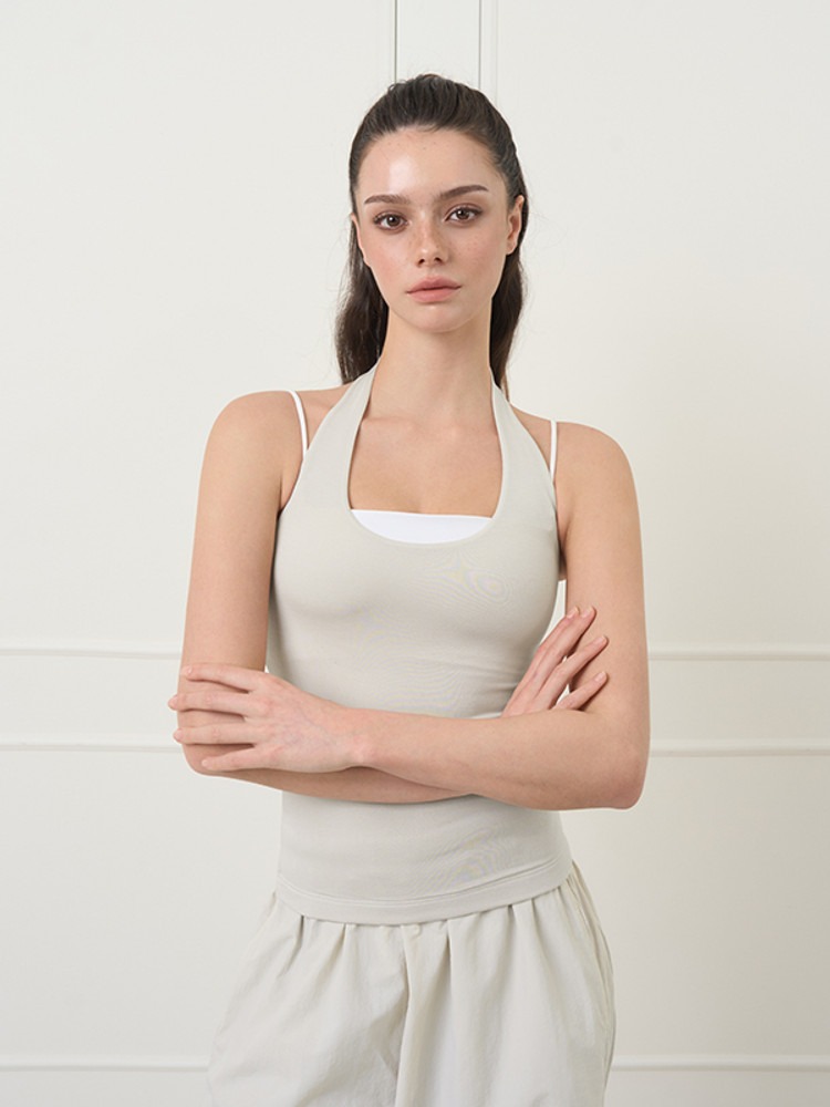 慵懶花瓣領Top 預購_Soft Halter Sleeveless by Grandeline