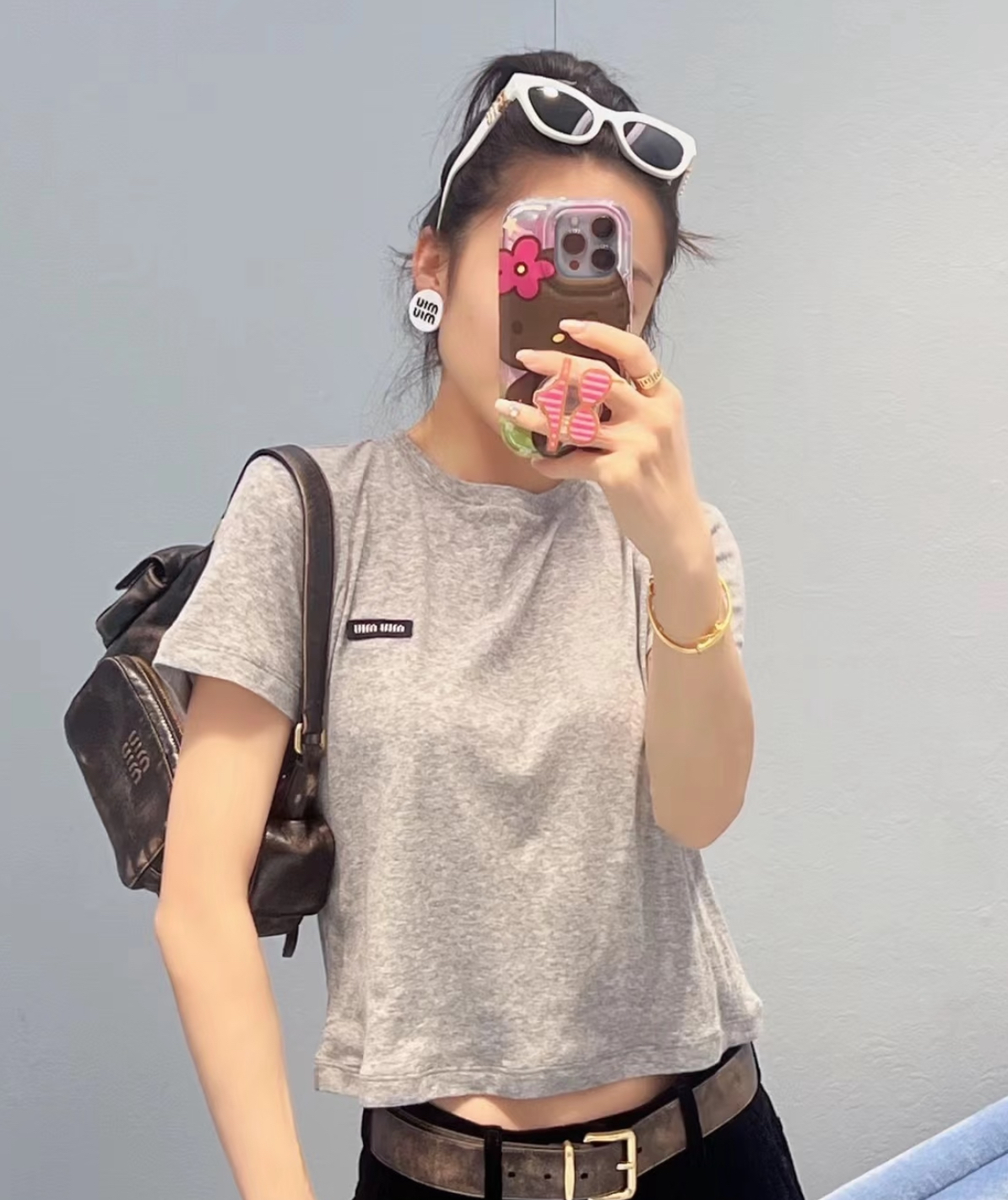 訂貨📮MIUMIU 新款 超百搭 貼身灰色Tee Size XS/S/M