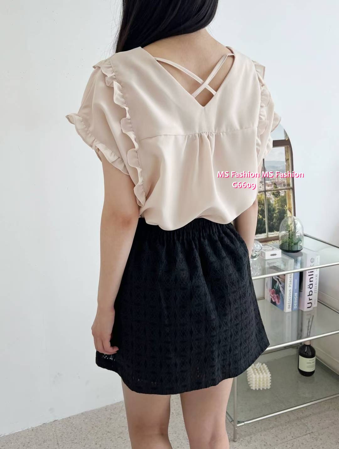 G6609 靚料lace袖top
