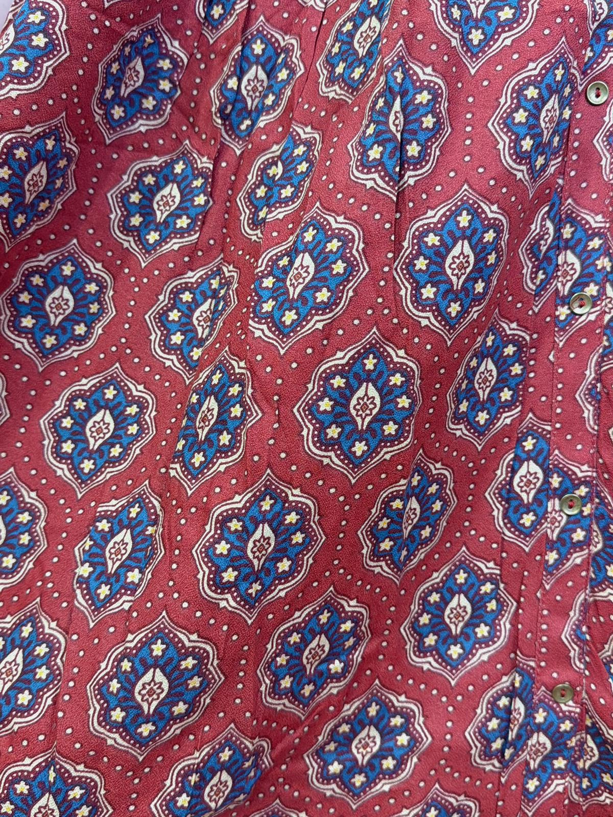 2198 Brick Red with Tile Floral Middle Sleeve OP 45"