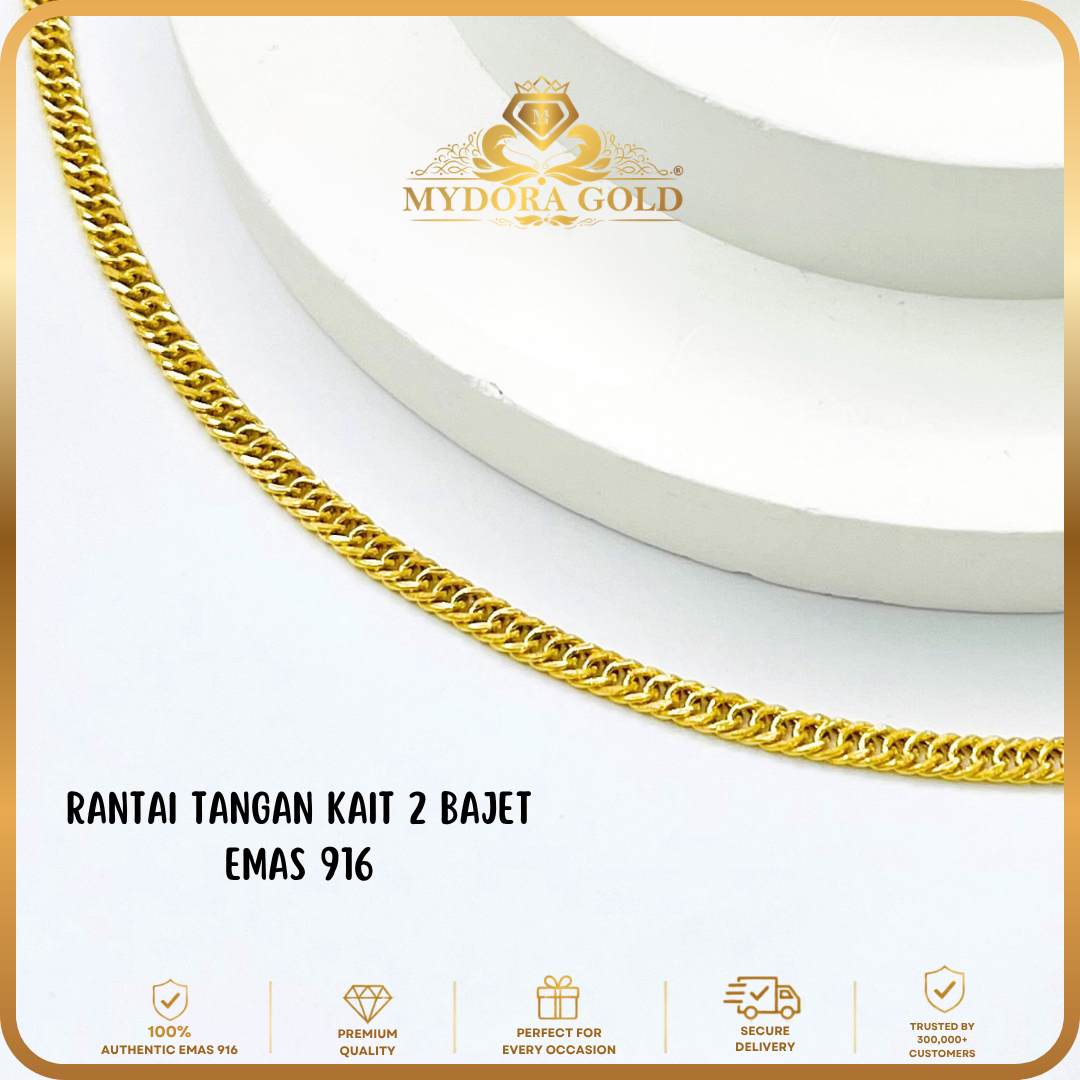 MYDORA Rantai Tangan Kait 2 Bajet | EMAS 916/22k