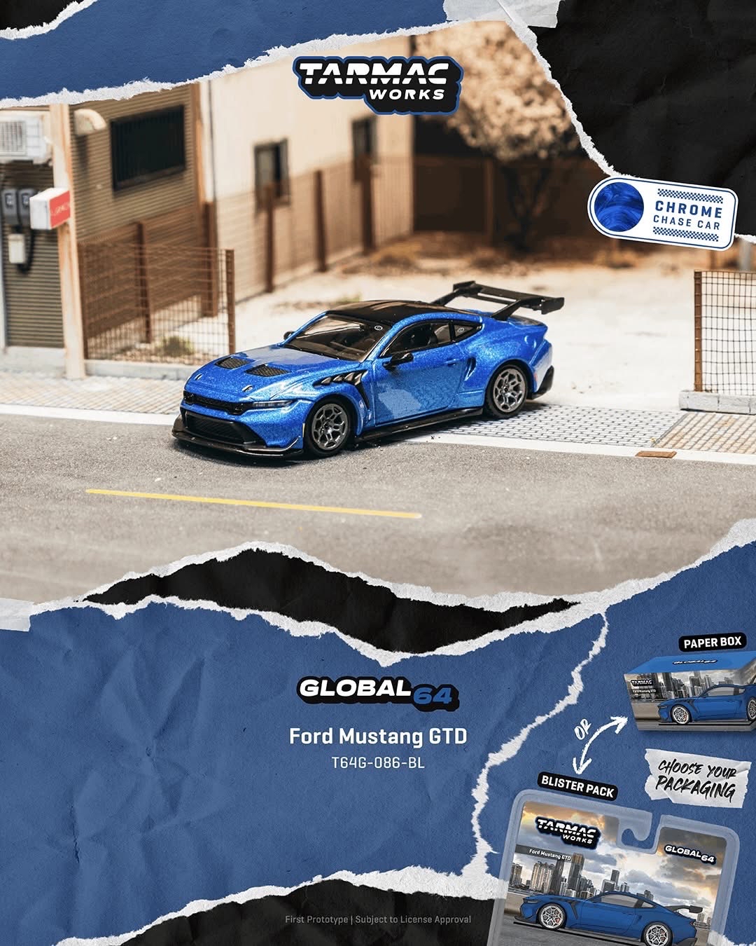 （預訂 Pre Order) Tarmac Works ( T64G-086-BL ) Ford Mustang GTD Blue