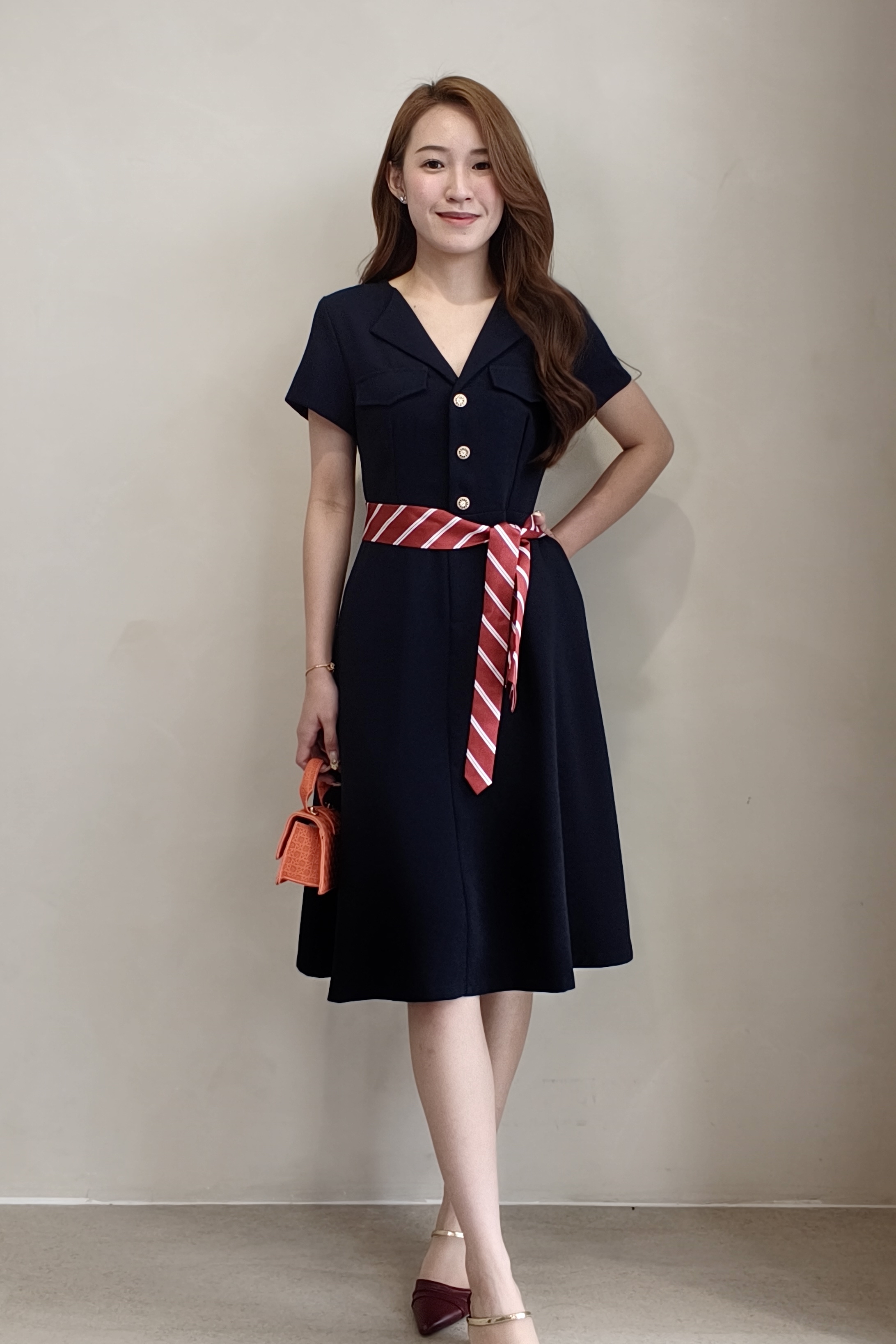31198 Aurora Grace Belted Midi Dress