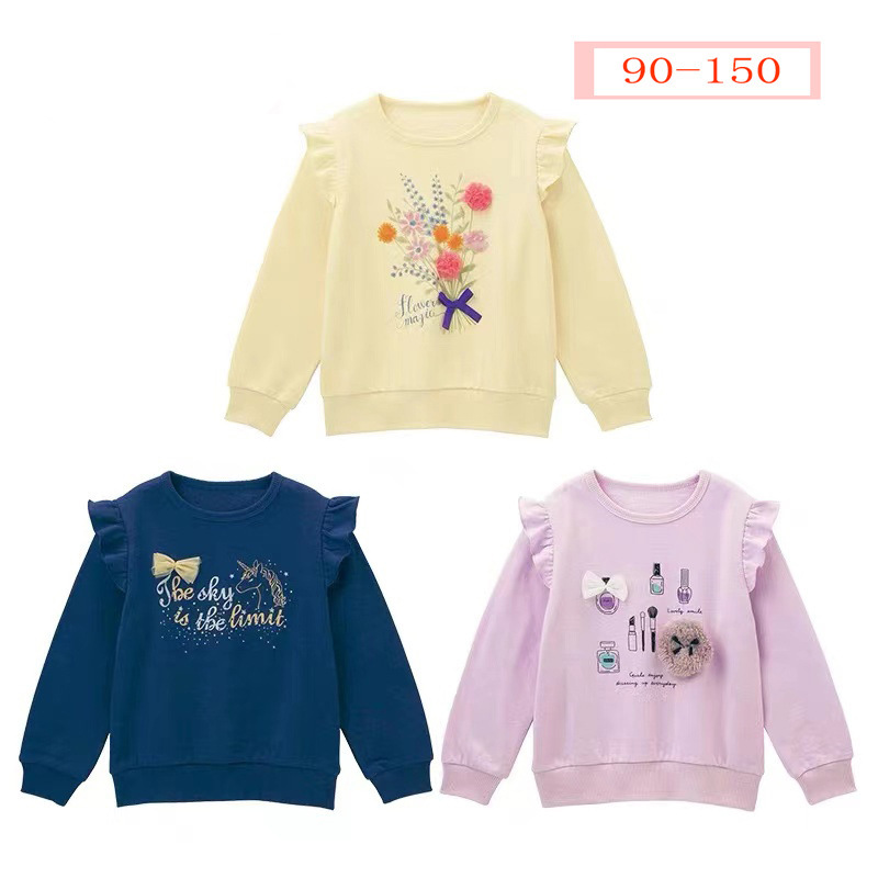 日本女童花邊袖衛衣 -1件 現貨